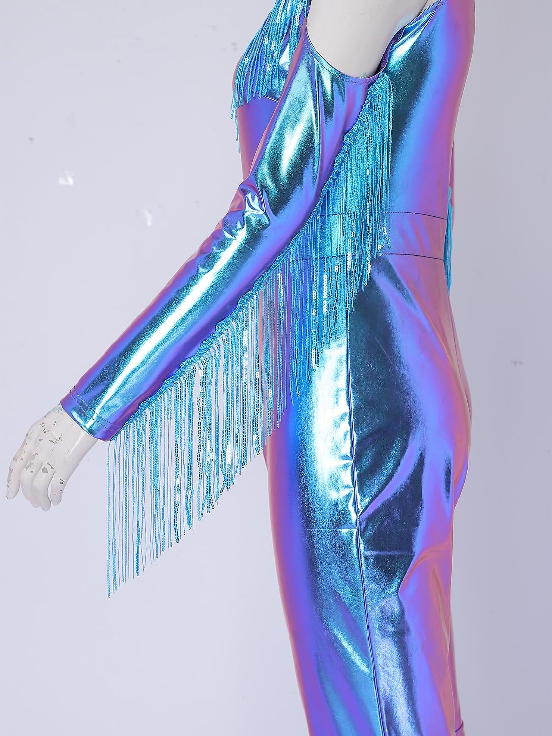 Yhong Women Disco Costume Flared Pants Rave Outflts