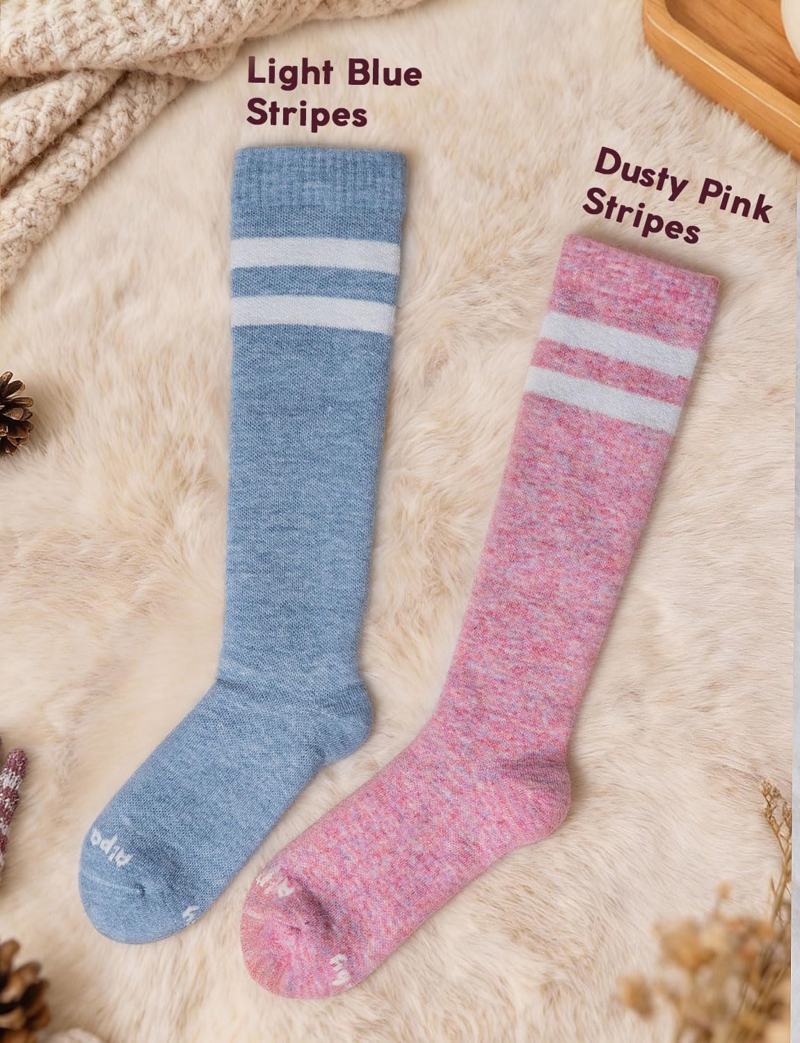 Alpaca Wool Heavyweight 15-25 mmHg Knee High Compression ​Support Socks Thick Winter Thermal Warm Soft Travel Flying - Image 2