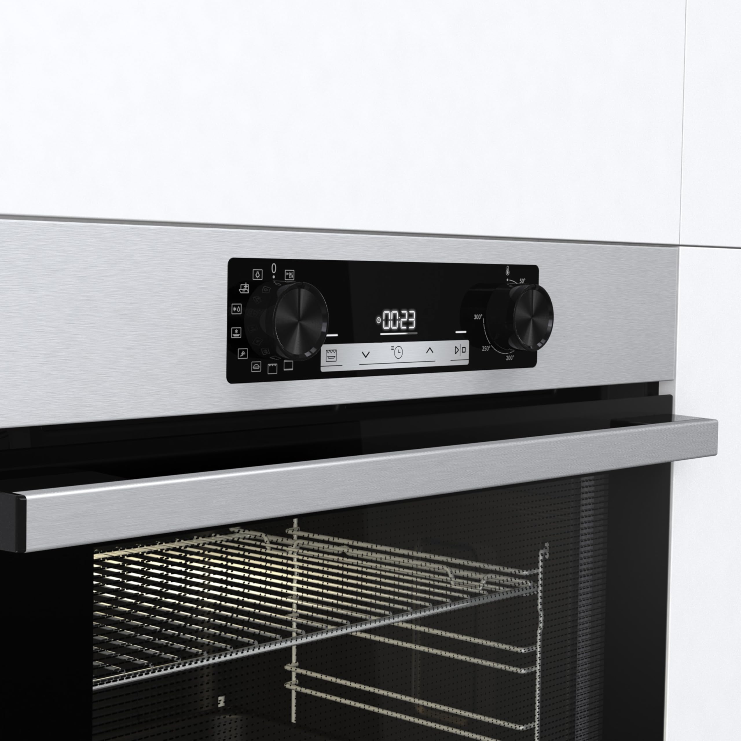Hisense BI64213E15PX-Horno Multifunción, Horno electrico empotrable, 77L, Auto-limpieza Pirolítica, Modo cocción vapor, Guía telescópica pirolizable, Modo cocción Air fry, Pizza, Calentamiento rápido