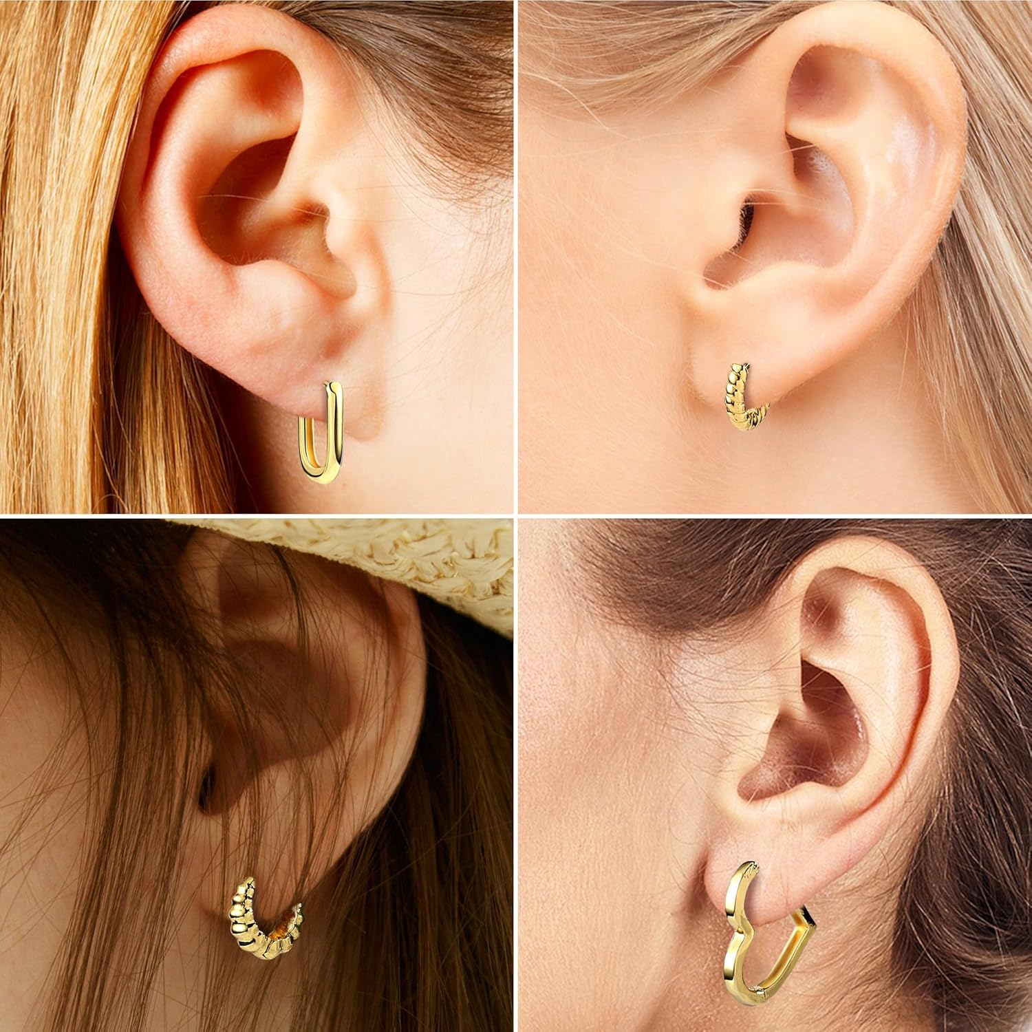9 Pairs Small Gold Huggie Hoop Earrings Set for Women, 14K Real Gold Plated Hypoallergenic Cartilage Earring, Lightweight Tiny Gold Hoop Earrings for Gift - Image 5