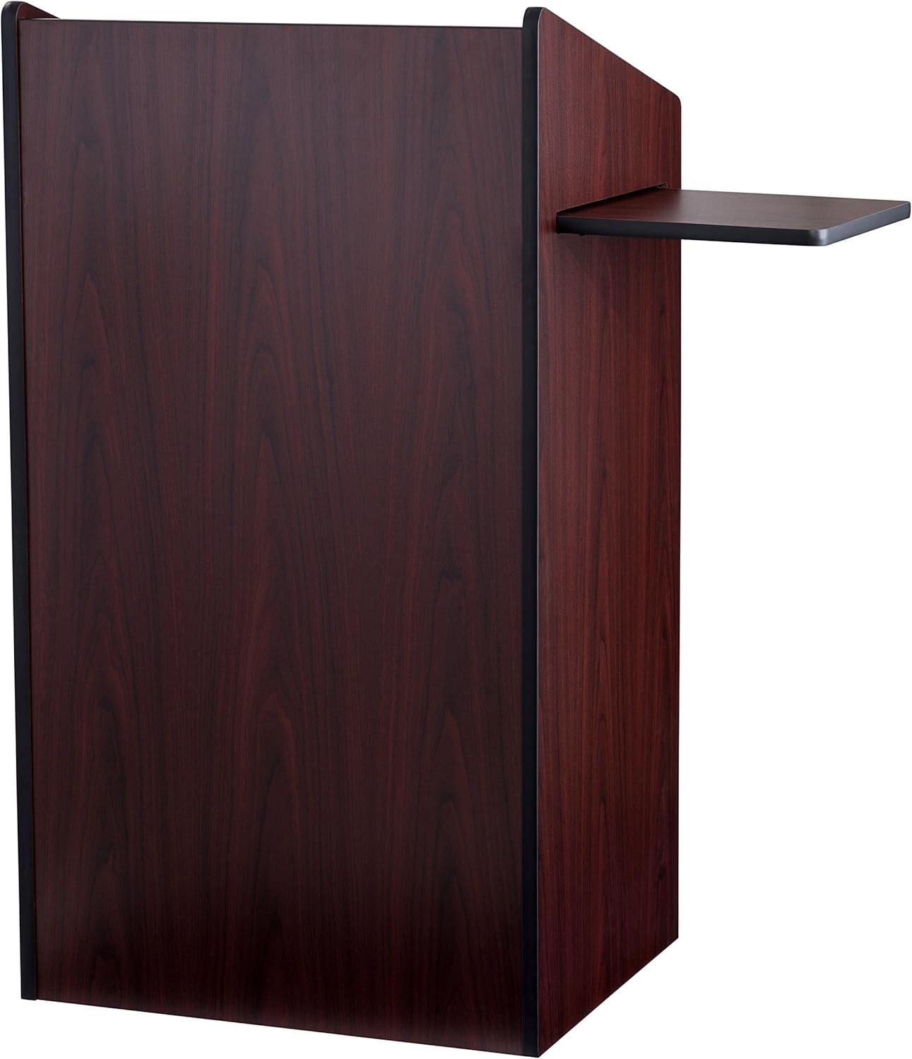 Mahogany Mobile Lectern with Shelves and Casters