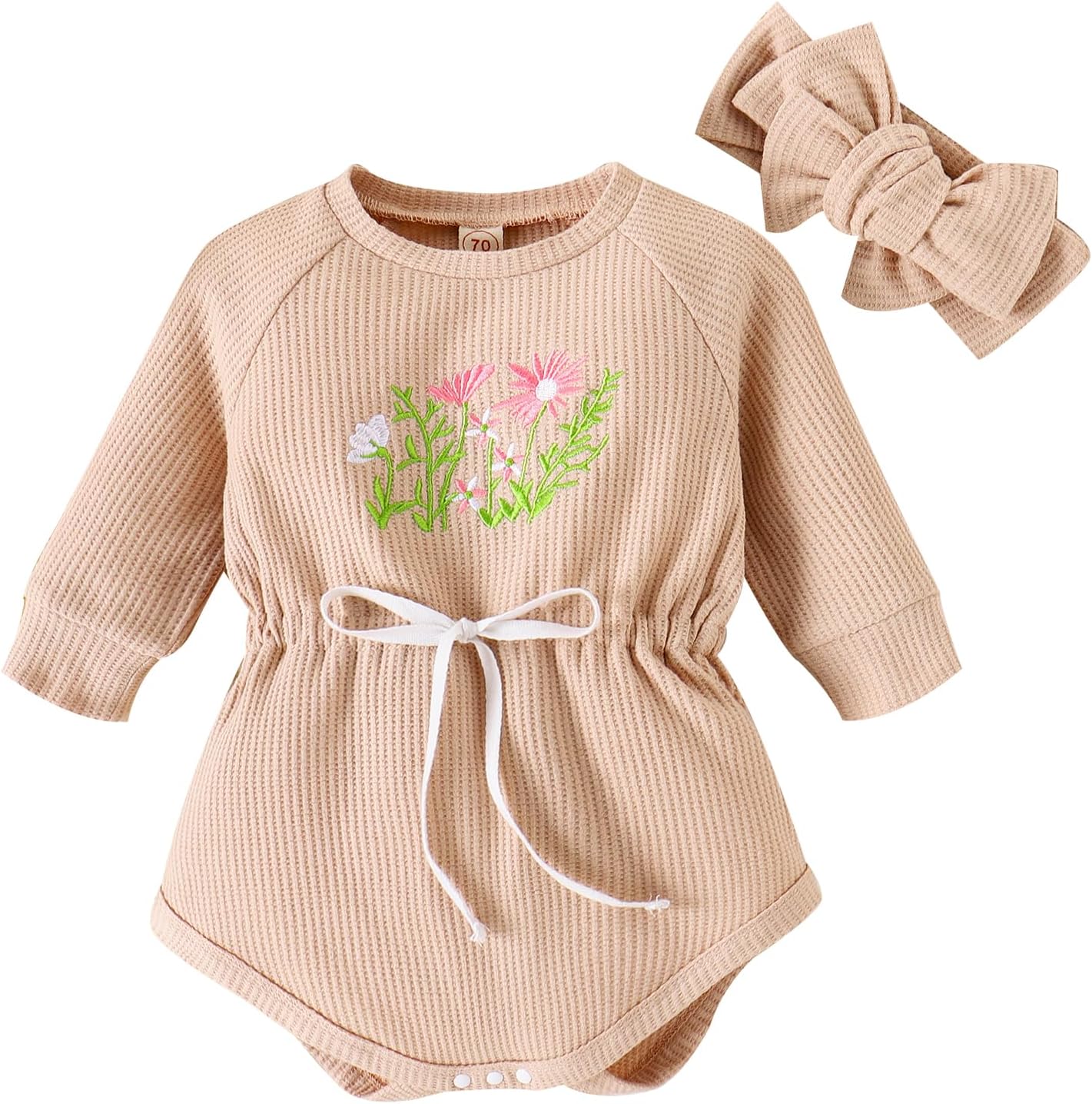 ZOELNIC Baby Girl Romper Floral Jumpsuit Long Sleeve Playsuits Cotton Newborn Outfits for Girls Infant Fall Clothes