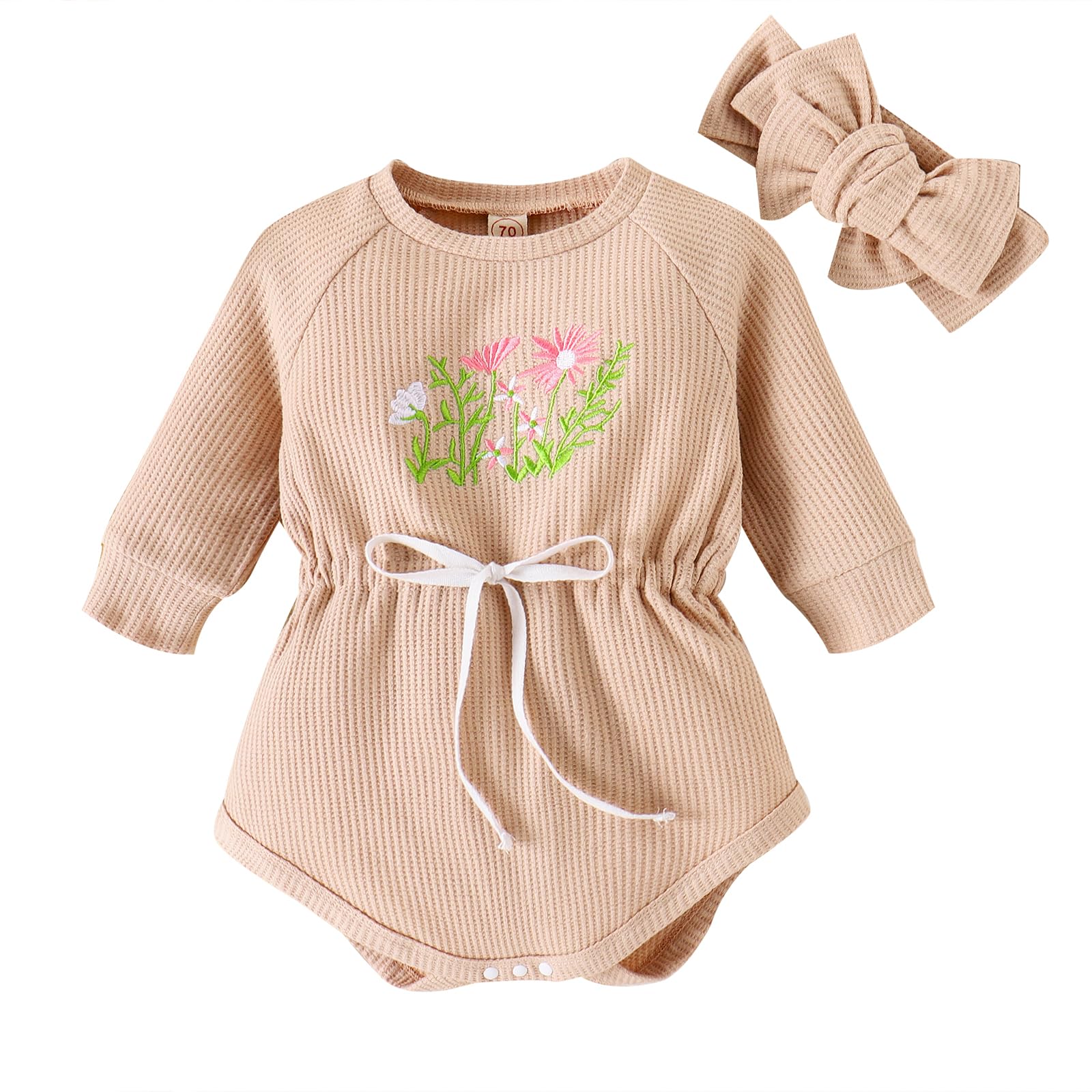 ZOELNIC Baby Girl Romper Floral Jumpsuit Long Sleeve Playsuits Cotton Newborn Outfits for Girls Infant Fall Clothes
