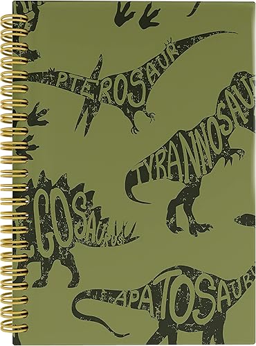 Cuaderno de dinosaurio verde Regalos de dinosaurios para niños, cuaderno espiral de 5.5 × 8.3 con 164 páginas, cuaderno genial, diarios para niños