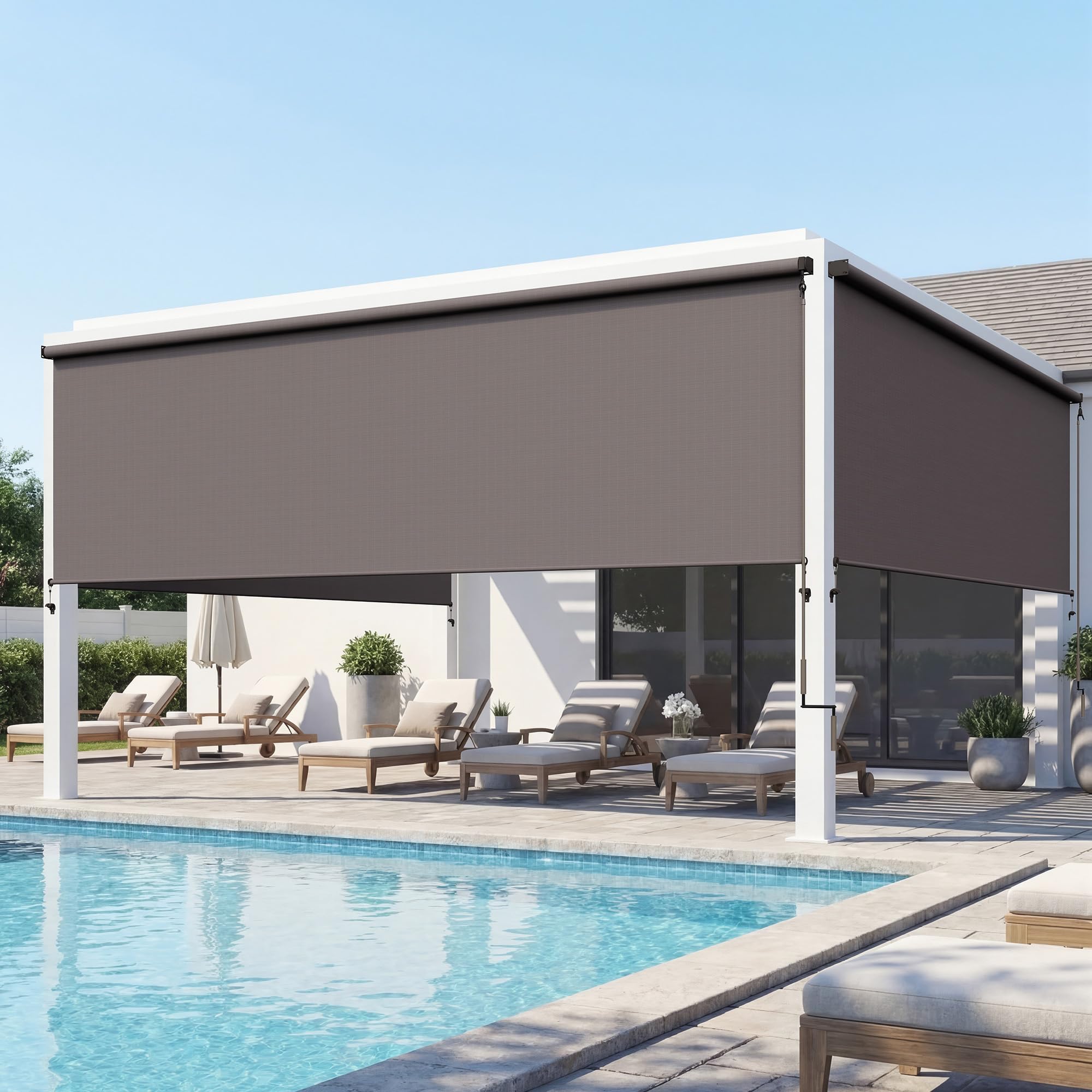 Photo 1 of Integrated Outdoor Roller Shade,10'W x 8'H Assembly Free Outdoor Patio Blinds with 420GSM Upgraded Fabric for 95% UV Blockout, Cordless Patio Shade, Sun Shades Outdoor Patio for Porch, Gazebo, Balcony
