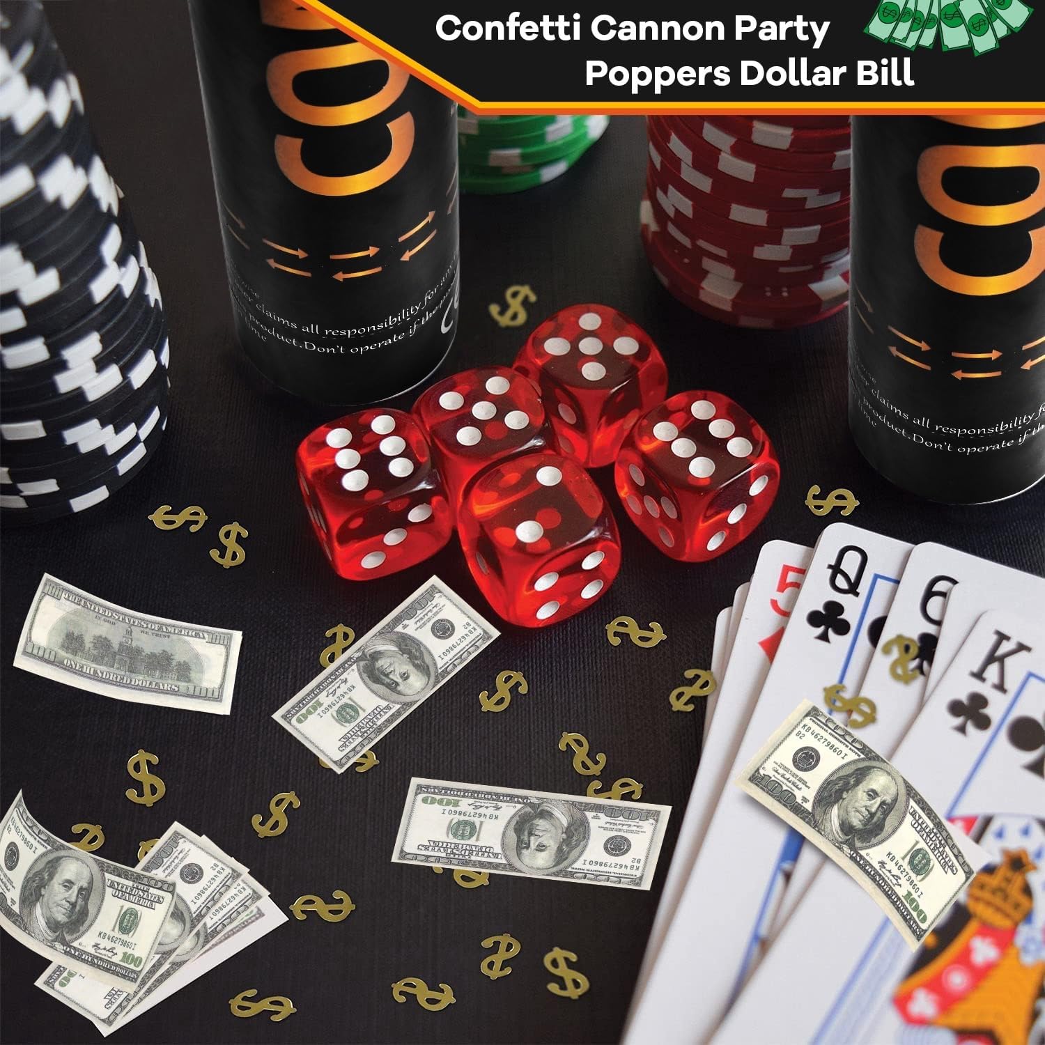 Money Confetti Cannon 12Pack Biodegradable 100 Dollar Bill Money Confetti 12inch Party Poppers for Celebration Opening Activities Birthday Graduation Business Signing - Image 4