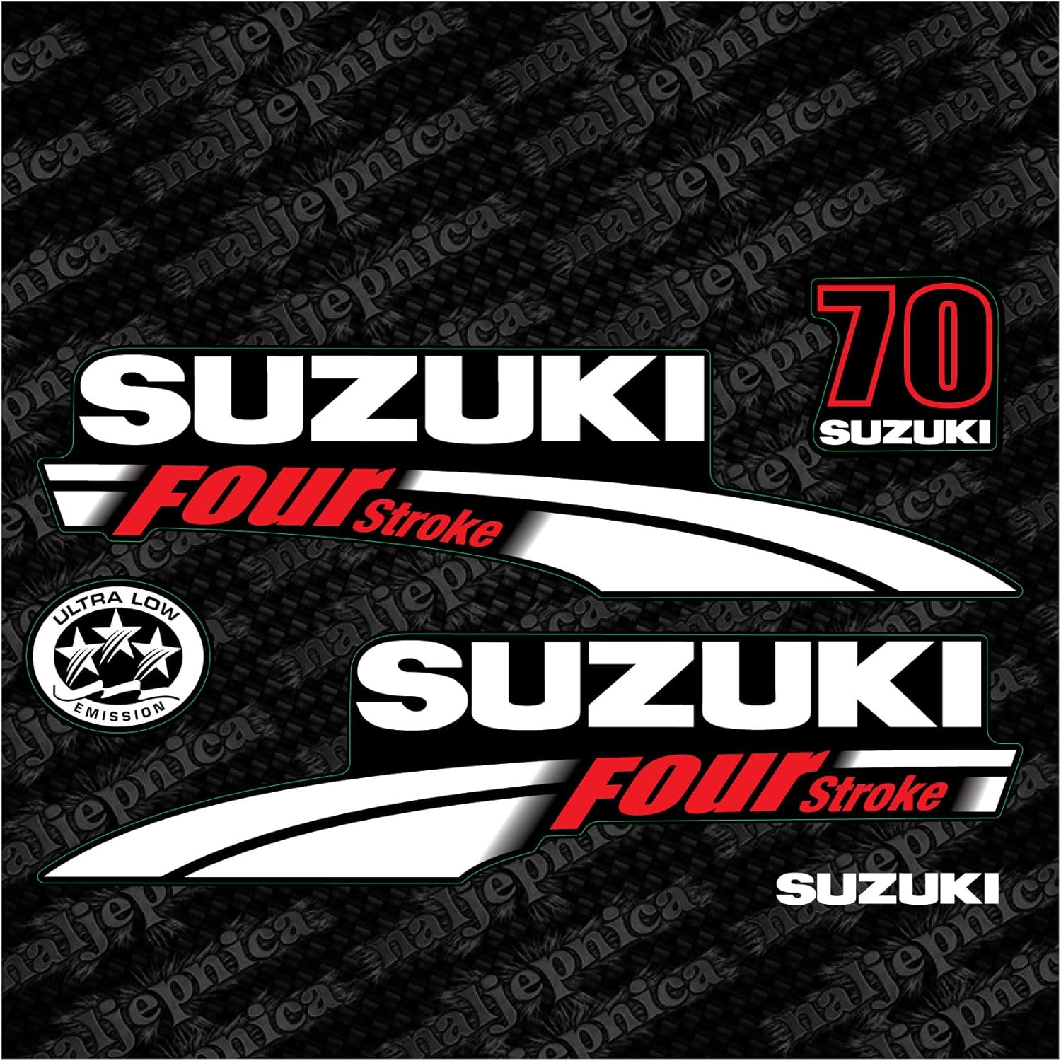 Suzuki 70 Four Stroke 2004 Aftermarket Replacement Decal (Sticker) Set