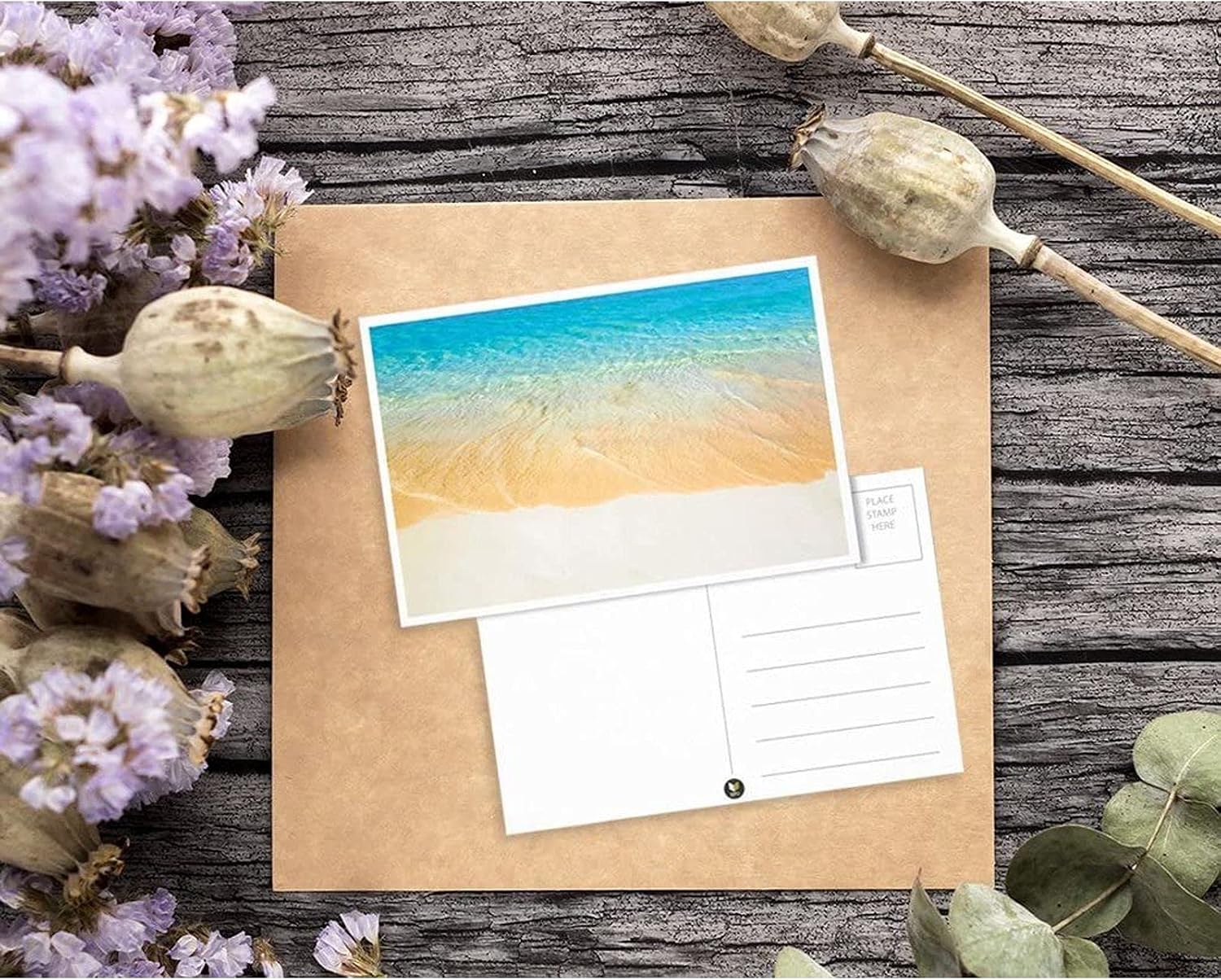 Nautical Beach Seaside Postcards - 40 Glossy Postcards - Bulk Set - Featuring Boats, Lighthouses, Sea Shells, Sand Castles - 4 x 6 Inches