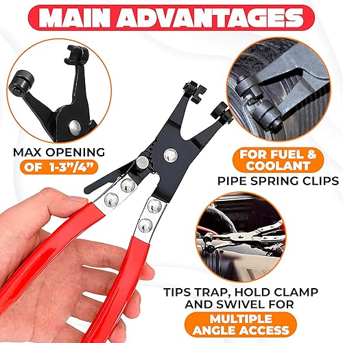 Miniatura 4 de Alicates de abrazadera de manguera de radiador automotriz - Alicates de manguera Herramienta de extracción de clip automotriz con mecanismo de