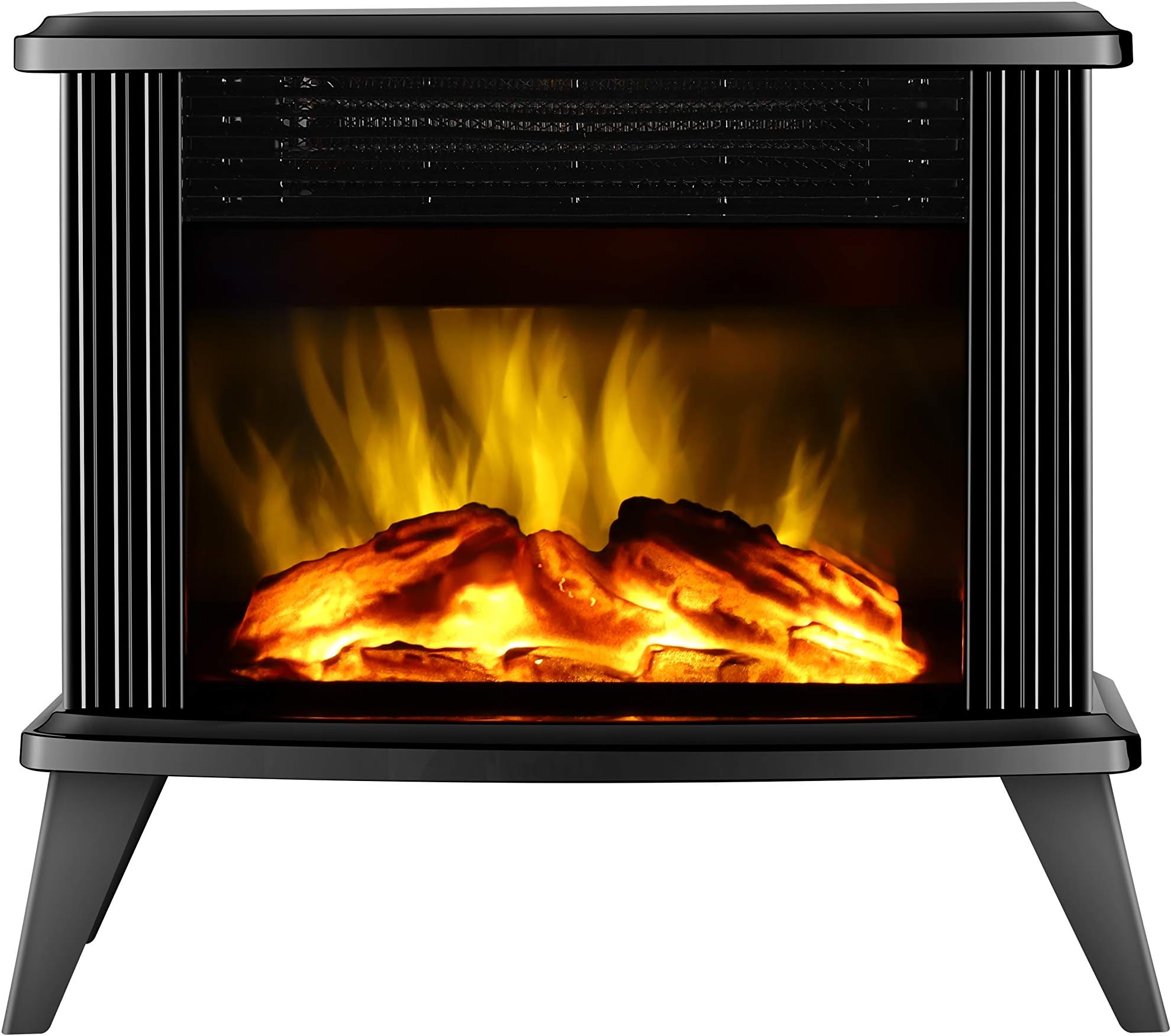DONYER POWER Mini Electric Fireplace Tabletop Portable Heater,14.8'' (Black, Metal)