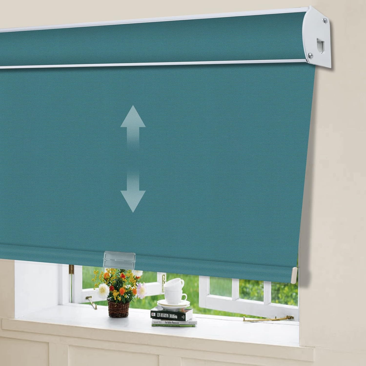 Blackout Roller Shades Window Blinds, Navy Blue Custom Thermal Insulated Waterproof UV Protection Premium Cordless Roller Blinds for Windows, Doors, French Doors, Easy to Install