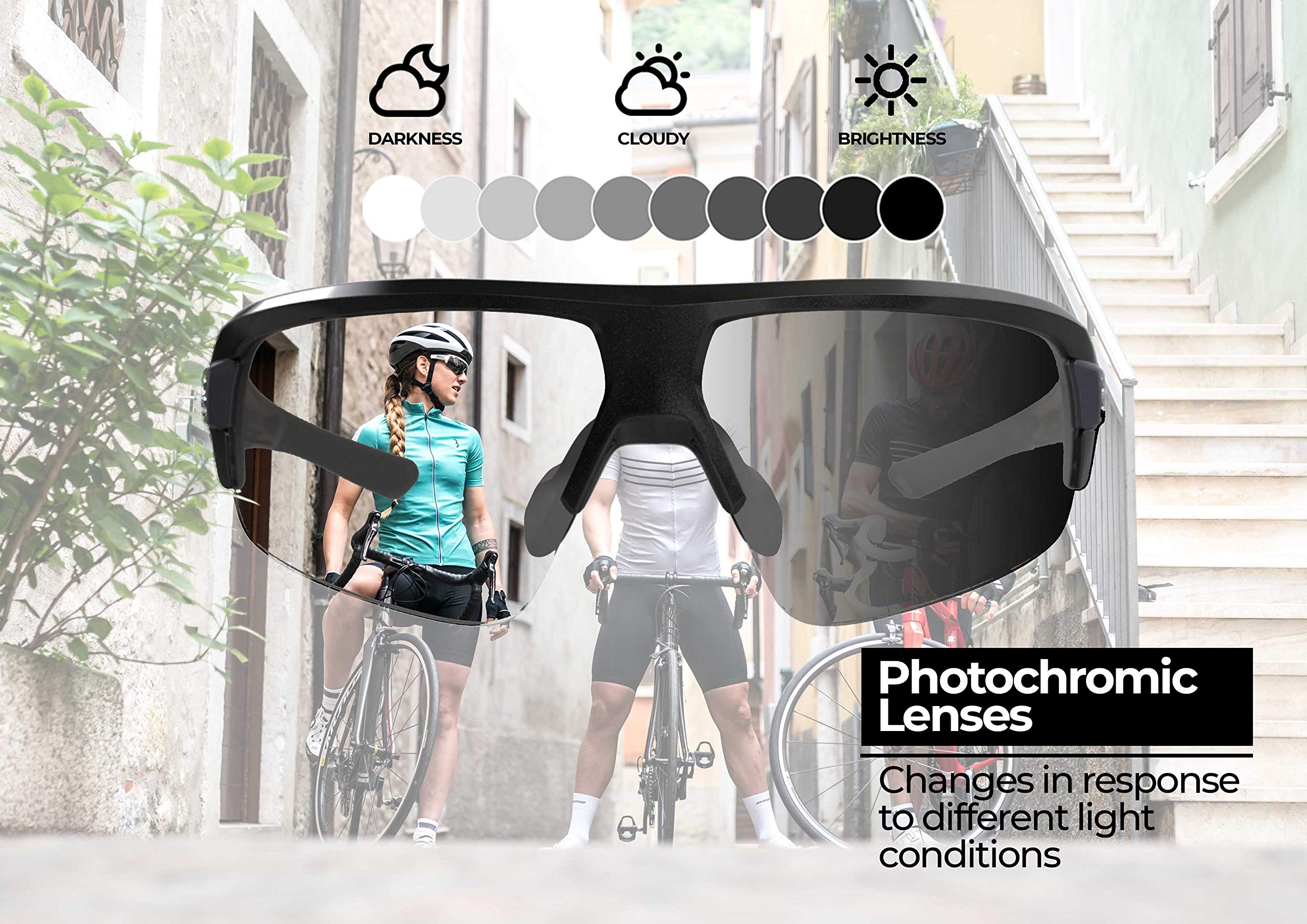 BBB Kolarstwo Impulse PH Kolarstwo Sportowe Okulary Fotochromowe Soczewki Okulary Przeciwsłoneczne Nietłukąca Grilamid Frame BSG-62PH, połysk metaliczny czarny