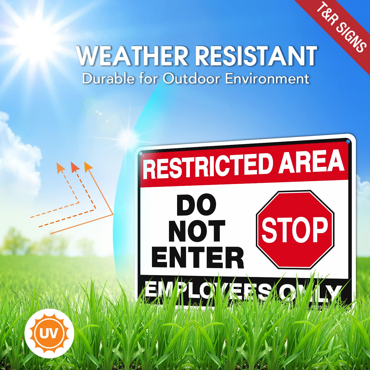 T&R Large Restricted Area Do Not Enter Employees Only Sign - 2 Pack T&R Large Restricted Area Do Not Enter Employees Only Sign - 2 Pack