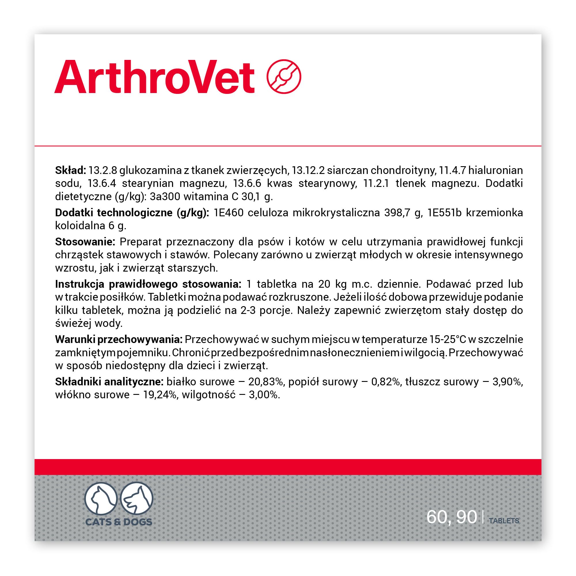 VET EXPERT ARTHROVET - preparat na stawy dla psów i kotów 60szt