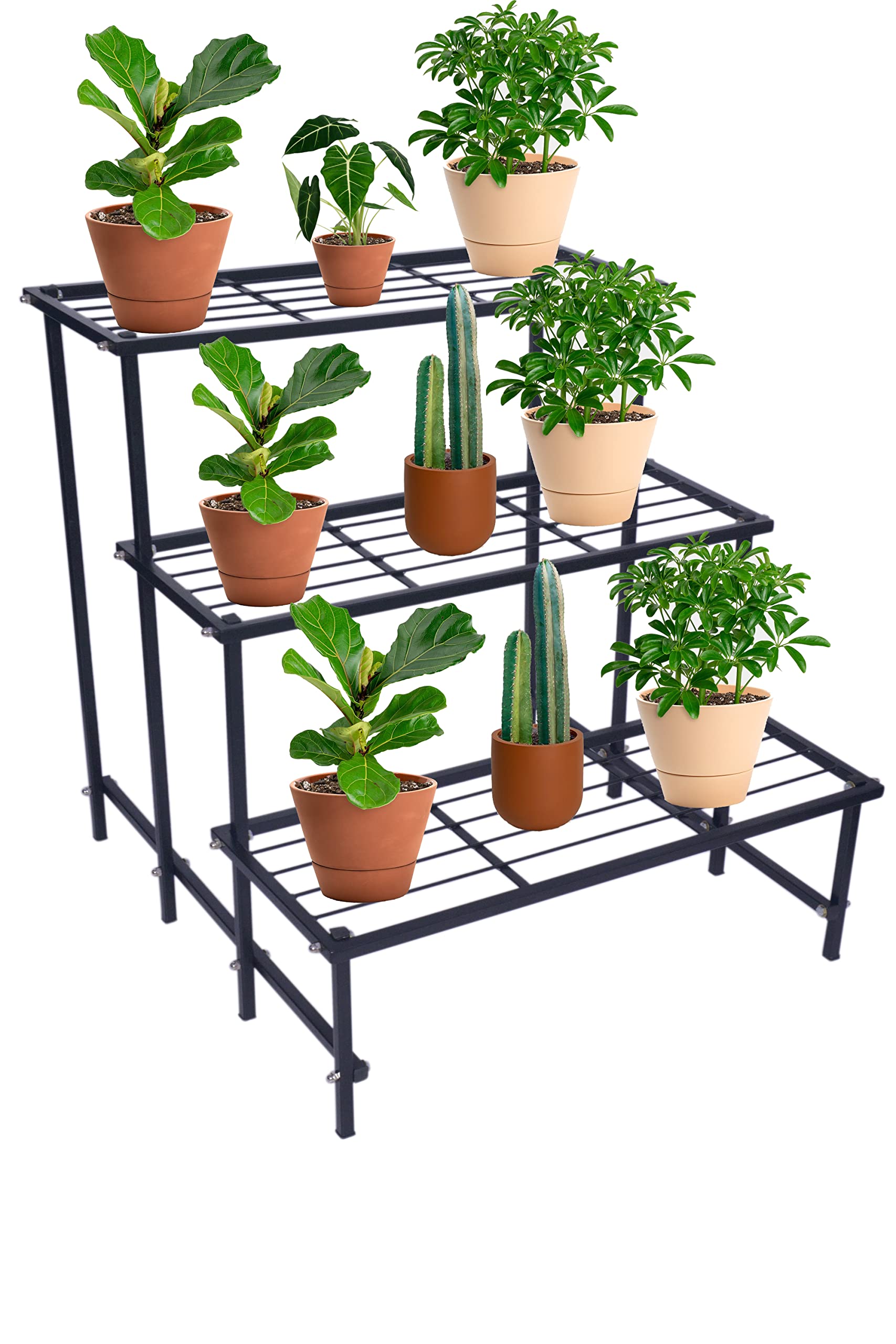 Bee Creative 3 Step Stand for Multiple Plants and Pots Stand Indoor Shelf Holder Rack Gardening Stand Indoor Outdoor (3 Step Black) (B08Q7H95QL) Amazon Price History, Amazon Price Tracker