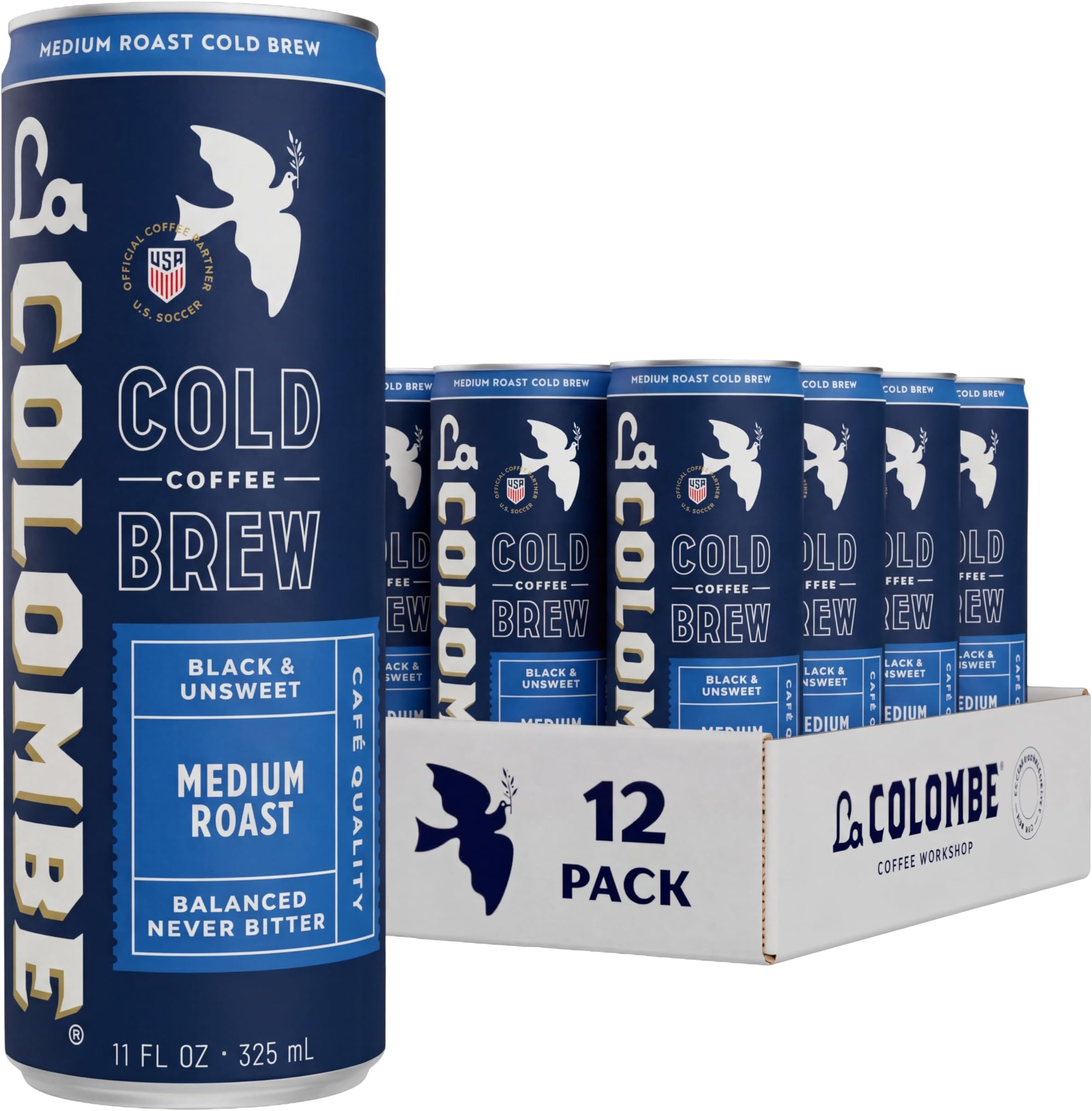 Coffee, Cold Brew Black, Unsweetened, 11 fl oz Cans (Pack of 12), Coffeehouse Quality, Natural Sweetness, Specialty Grade Coffee Beans, Ready-to-Drink On-the-Go