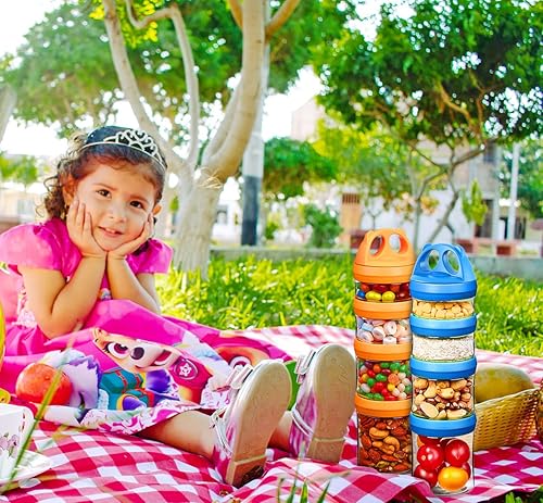 Miniatura 6 de SELEWARE Contenedores apilables portátiles de almacenamiento de alimentos para aperitivos, fórmula en polvo y bebidas, sistema de bloqueo giratorio,