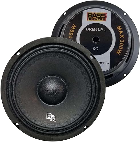 Miniatura 2 de Bass Rockers Altavoz de coche de rango medio de alto rendimiento de 6.5 pulgadas y 300 W (paquete de 4) - BRM6LPv2