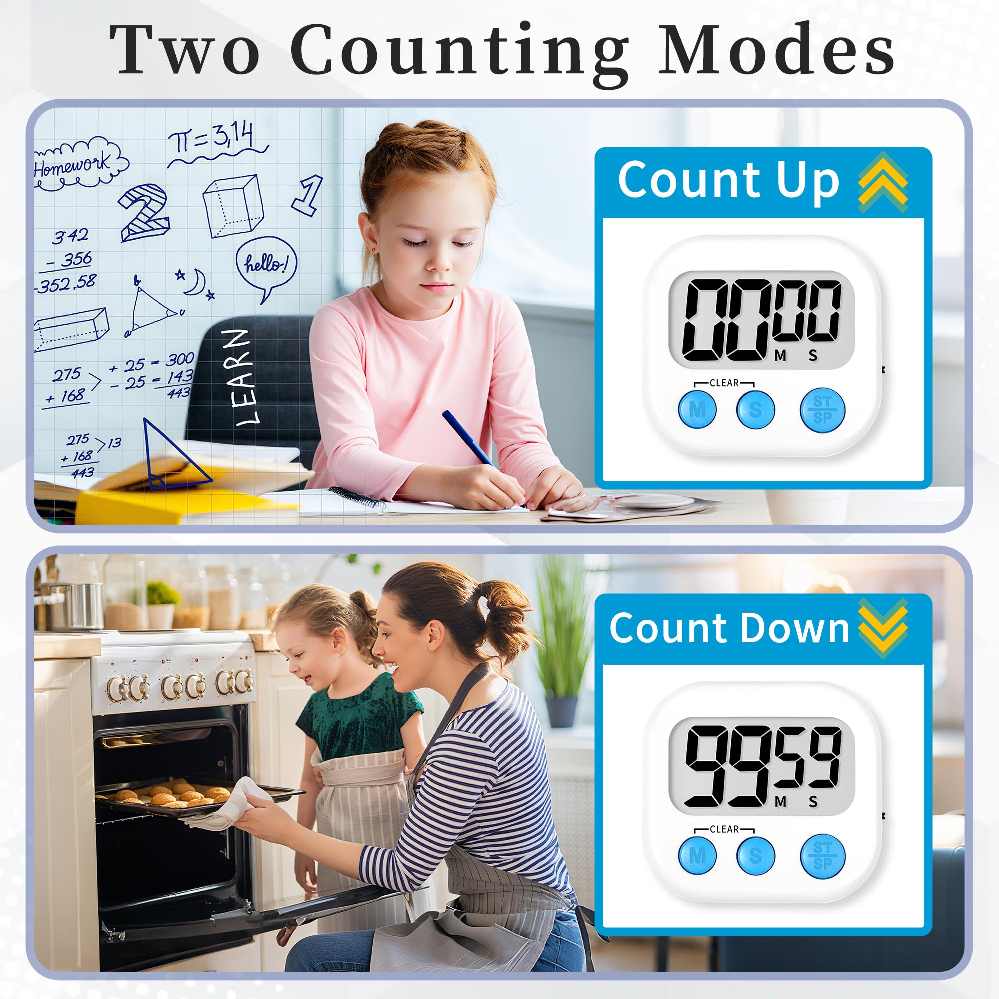 ZILLEEN Klassenzimmer-Timer für Kinder, Klassenzimmer, magnetisch, digital, Küchentimer zum Kochen, Lehrer, Fitnessstudio, Spiel, 12 Stück