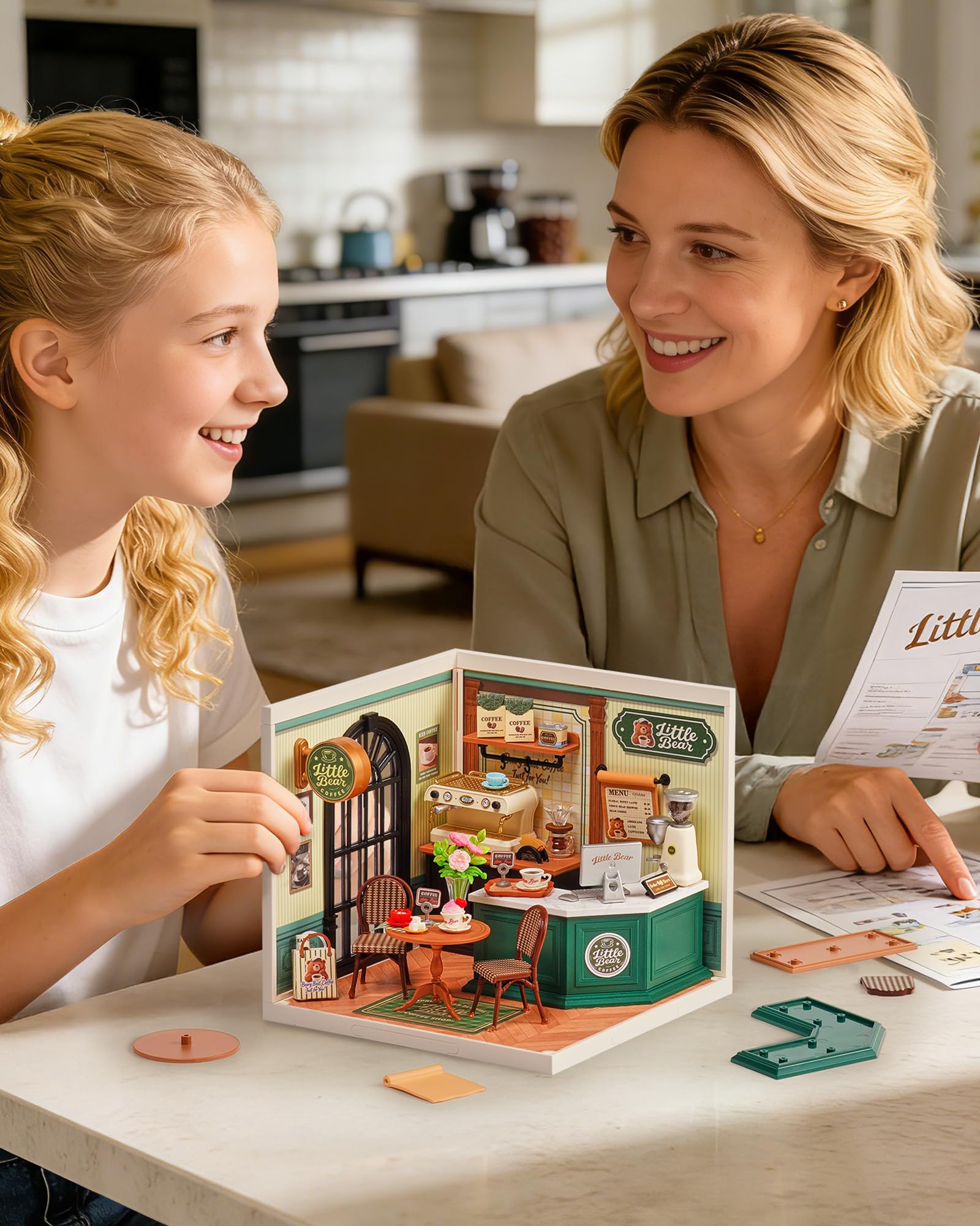 Rolife Super Creator Maquetas DIY Miniature House Kit Casas Miniaturas para Montar Maquetas Madera para Construir Adultos Caja Expositora Apilable Sin Pegamento Romance Café