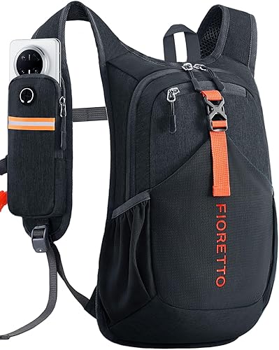 FIORETTO Mochila de senderismo de 10L para mujeres y hombres, mini mochila plegable ligera para acampar viajes al aire libre, color negro