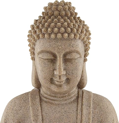 Miniatura 3 de John Timberland Fuente de agua Zen para exteriores con luz LED de 22 pulgadas de alto, piedra arenisca sintética, decoración de meditación para