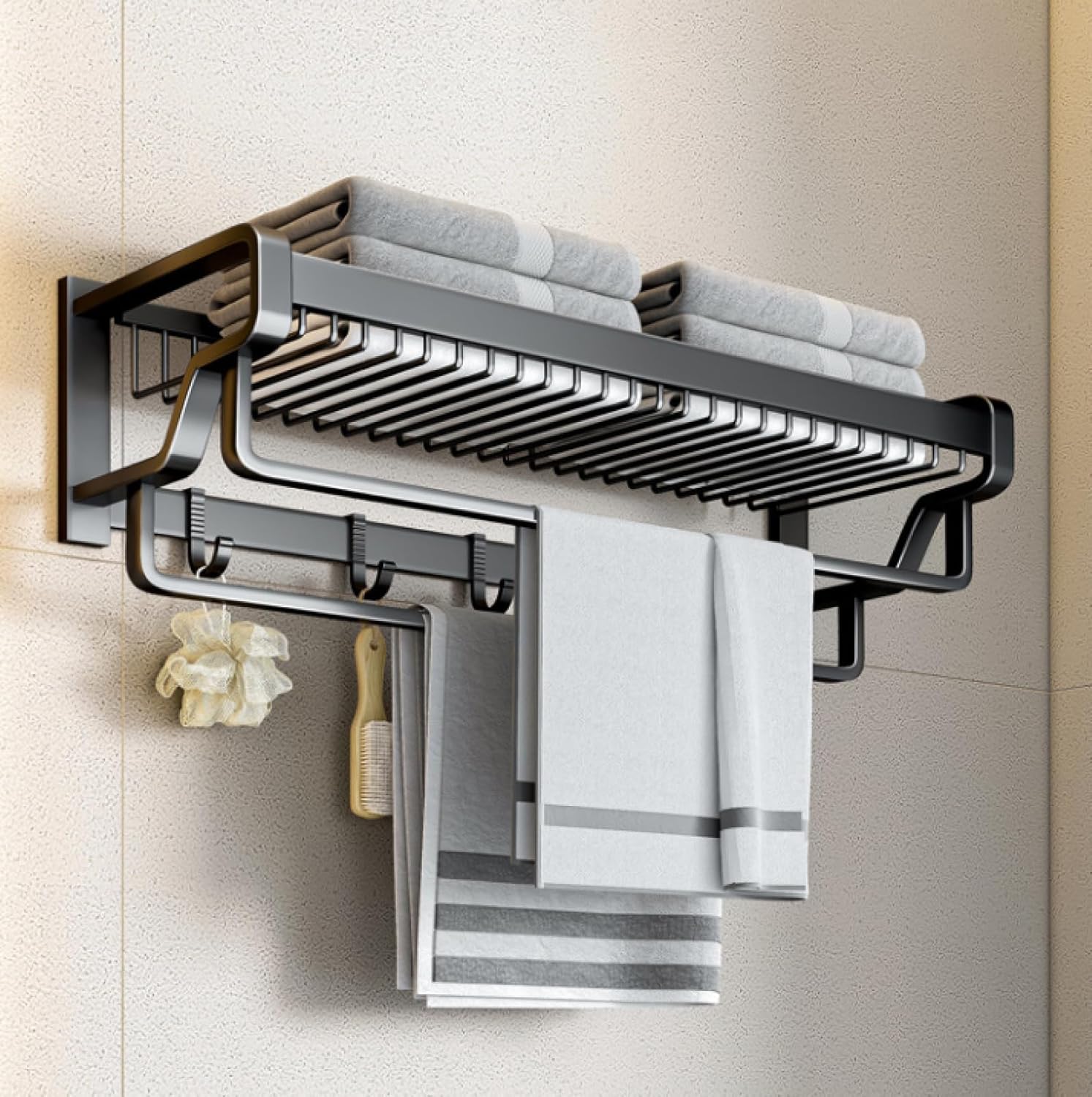 Amazon.com: Bath Towel Rack six-Piece Set Bathroom Towel Rack Bathroom ...