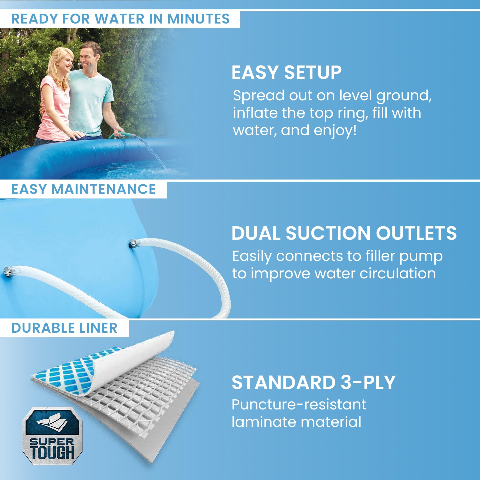 INTEX Easy Set 18 ft x 48in Above Ground Pool Set, Round Inflatable Swimming Pool with 1500 GPH Cartridge Filter Pump, Ladder, Cover, & Ground Cloth - 5