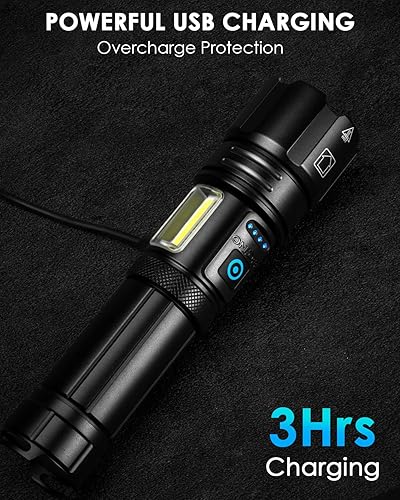 Miniatura 5 de Linternas recargables de alto lúmenes, 99000 lúmenes, luz de flash brillante, potentes linternas LED, 15 horas de funcionamiento, linternas