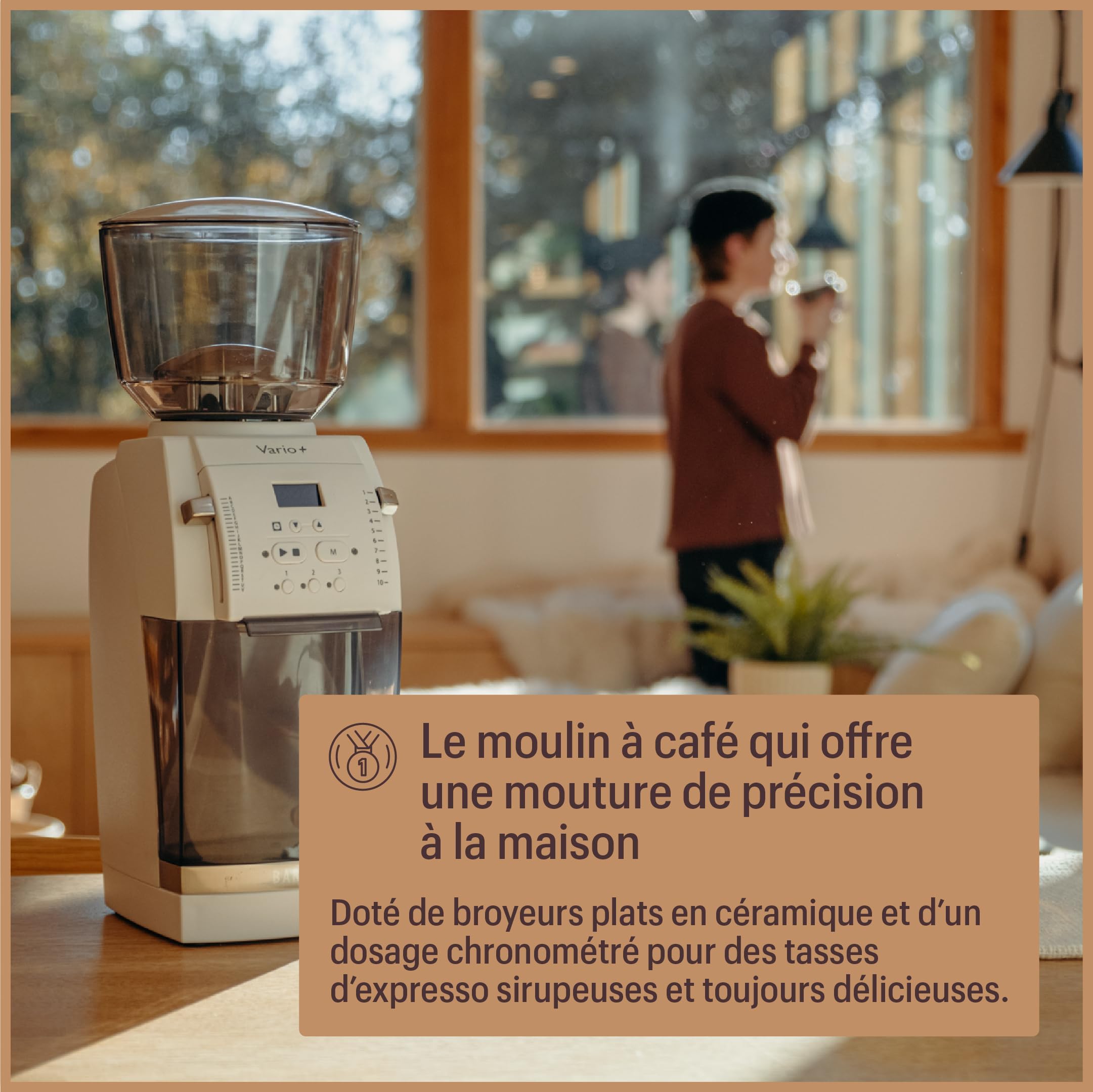 Baratza Vario+ Moulin à Café, Noir | Moulin à café électrique avec Fraises Céramiques Plates de 54mm, 22 Micro Réglages Individuels, Timer, Fonction Mémoire