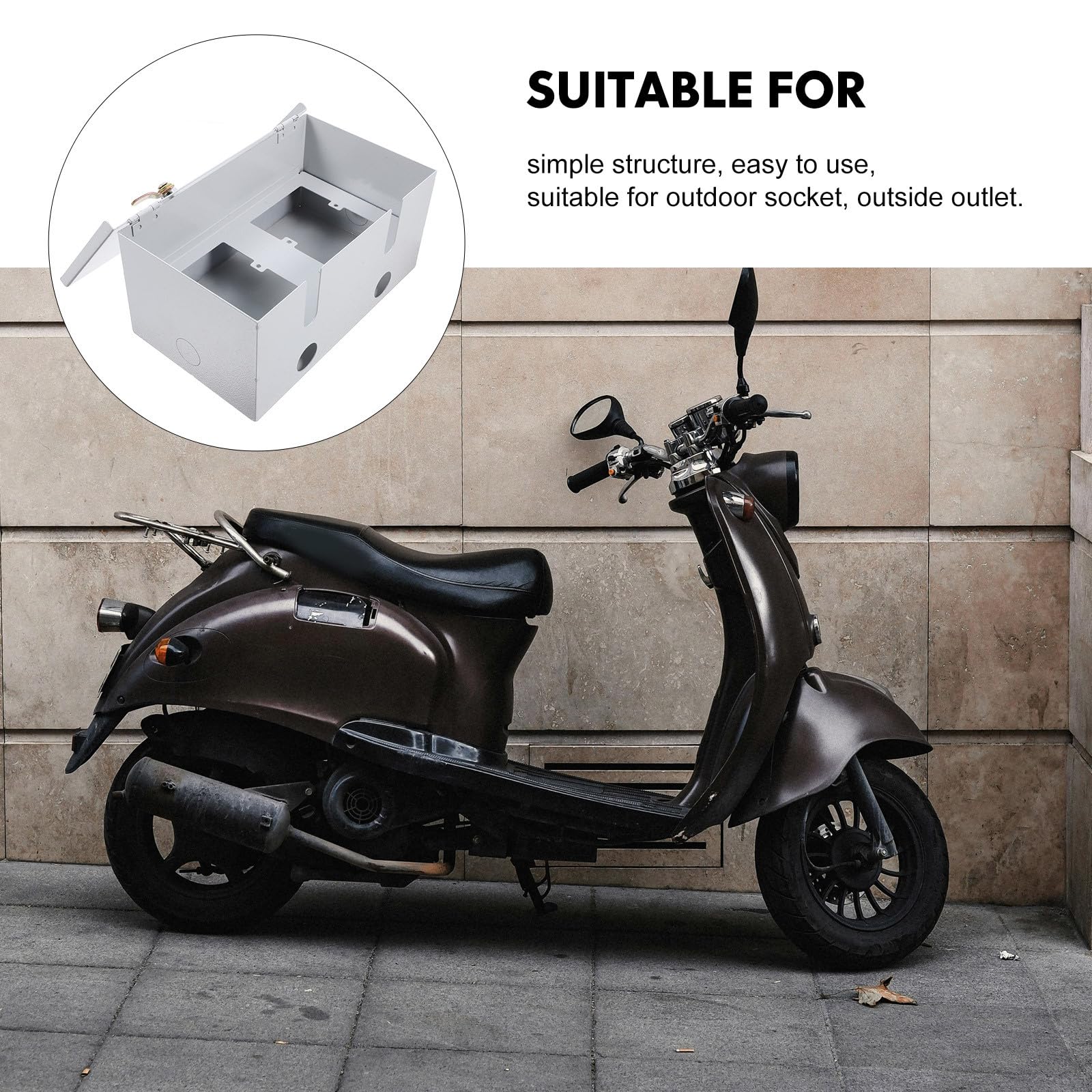 LALAFINA Caja de Enchufe Exterior de Acero Inoxidable con Cerradura, Resistente al Agua y Lluvia, Doble Conector para Protección Eléctrica en Exteriores, Caja de Salida Metálica Segura