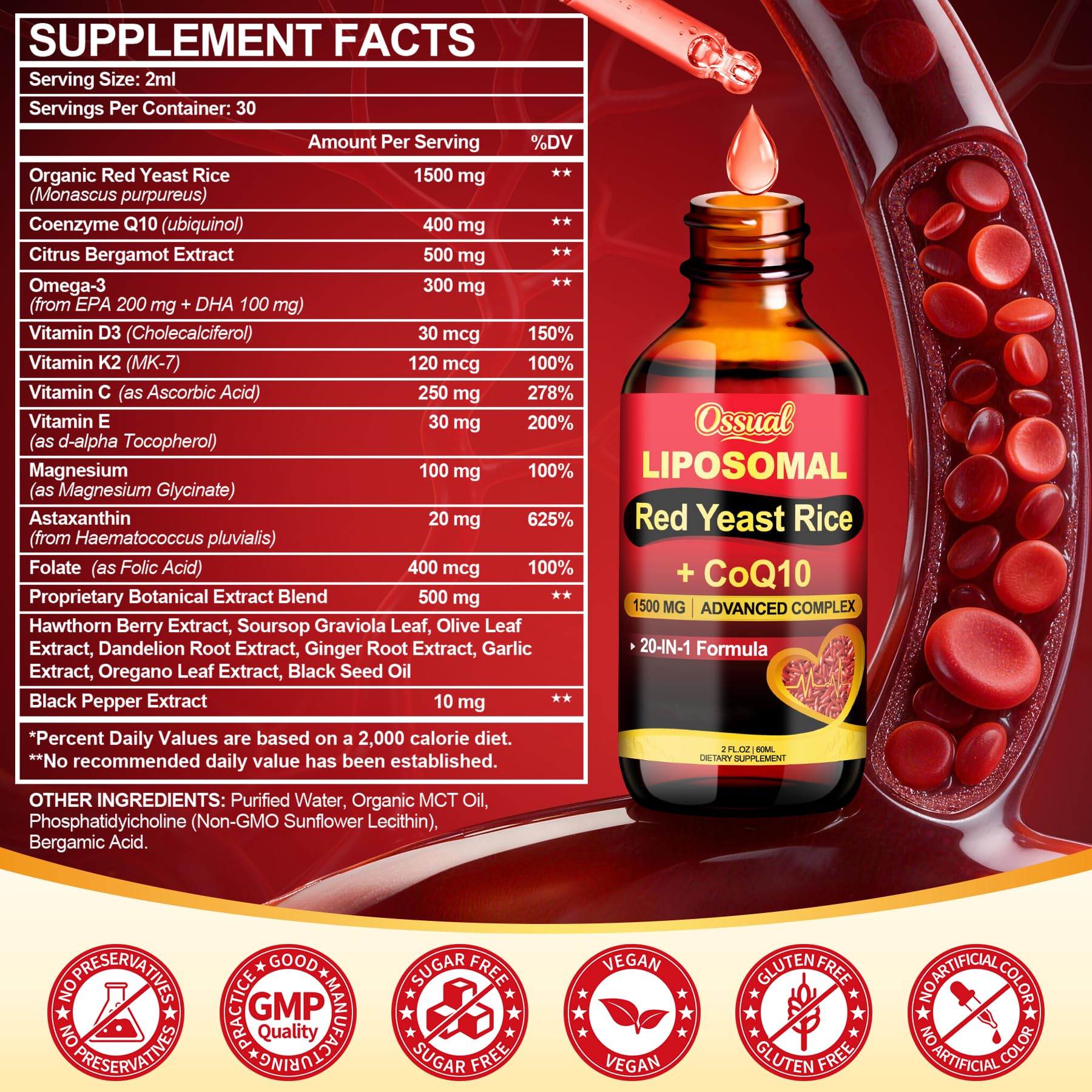 20-in-1 Liposomal Red Yeast Rice with CoQ10 Liquid Drops 1500mg, 2 Fl OZ — Amazon image 8