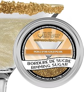 Brew Glitter - Gold Rimming Sugar (4oz, 1x Bar Tin) Cocktail Garnish for Mixed Drinks & Refreshments