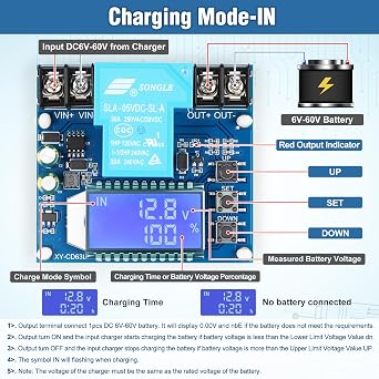 1PC Low Voltage Cutoff Controller DC 6-60V 30A Low Voltage Disconnect Protection Module with LCD Display Charging Discharging Controller Protection Switch Module