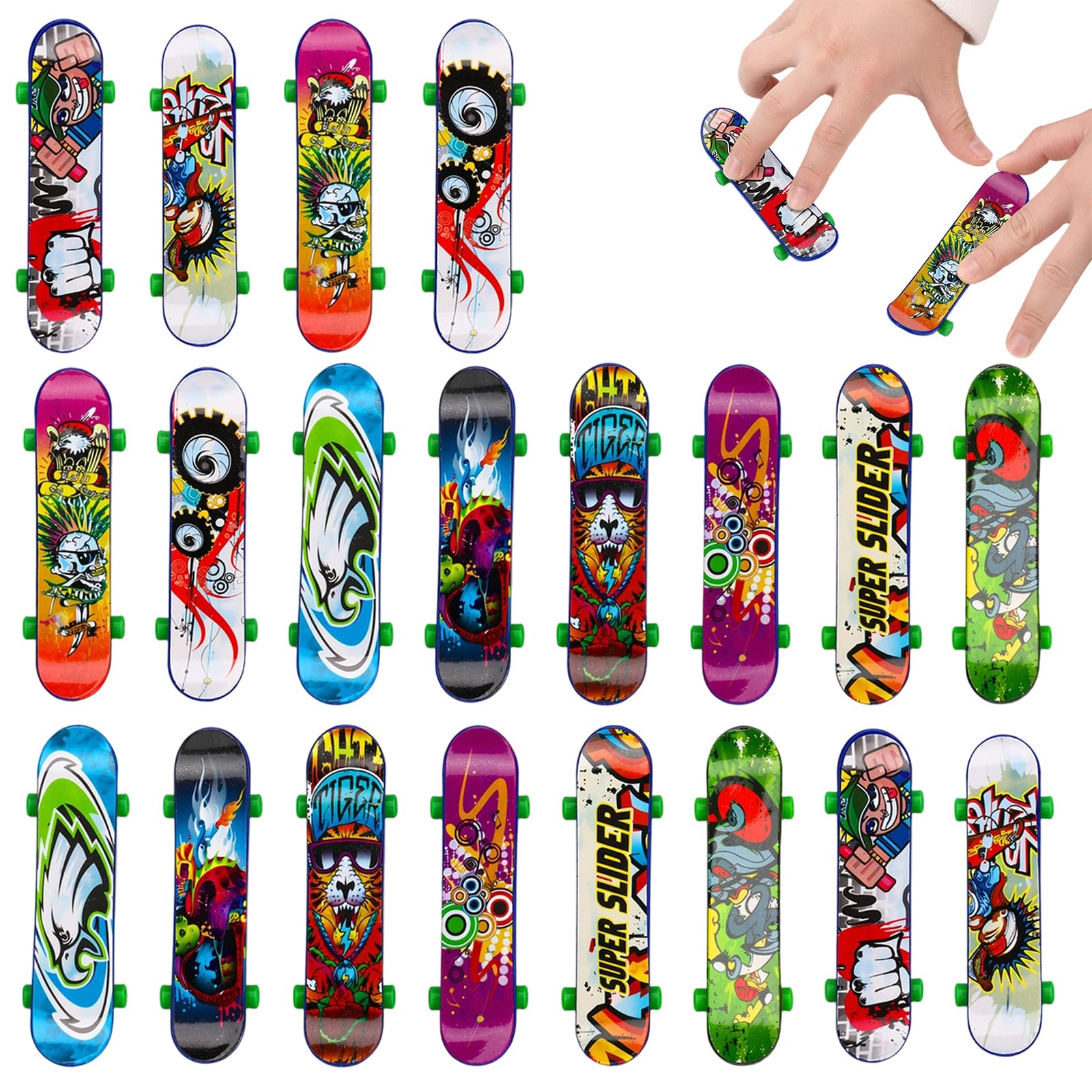 20 Finger Skateboards, Mini Skateboard Set for Party Bag Toys