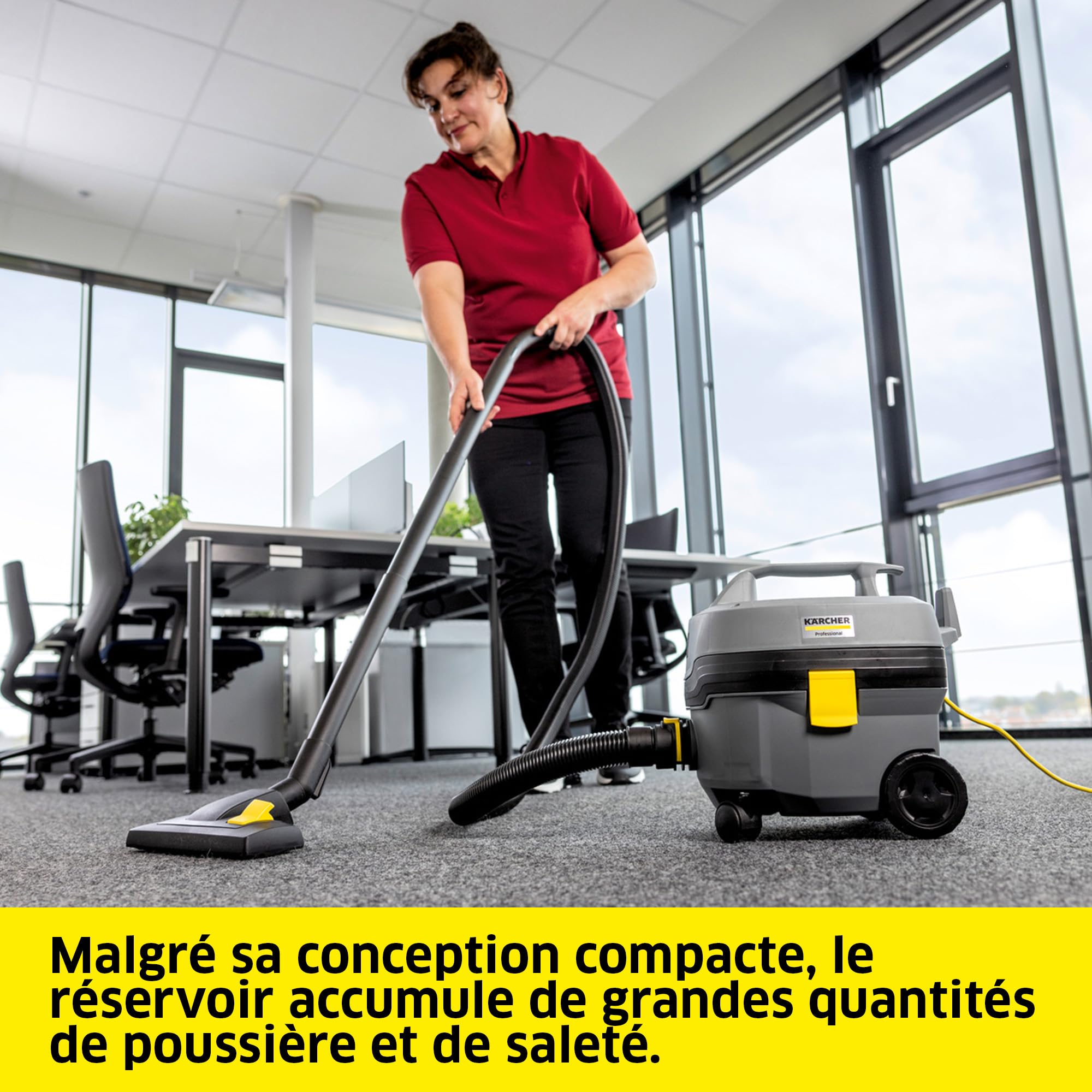 Kärcher aspirateur poussières T 7/1 Classic, réservoir : 7 l, puissance : 850 W, niveau sonore : 62 db(A), poids : 3,5 kg, câble : 7,5 m, panier-filtre permanent