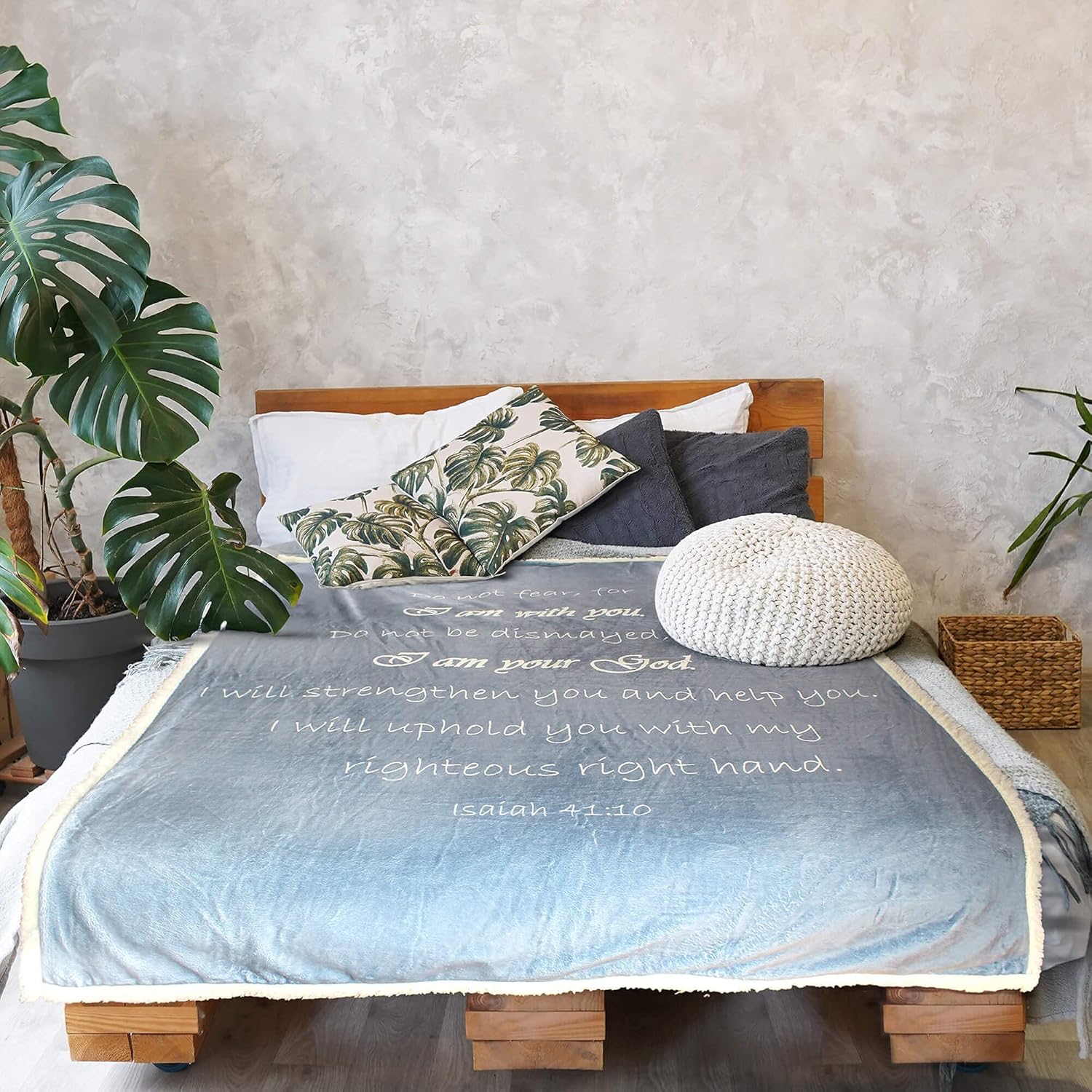 Soft Fluffy Throw Christian Blanket - Double Layer 65x50 Throw Blanket - Scripture Bluish Gray Soft Blanket for Couch & Bed - Healing Gifts for Women - Warm Bedspread for Bed - Image 6