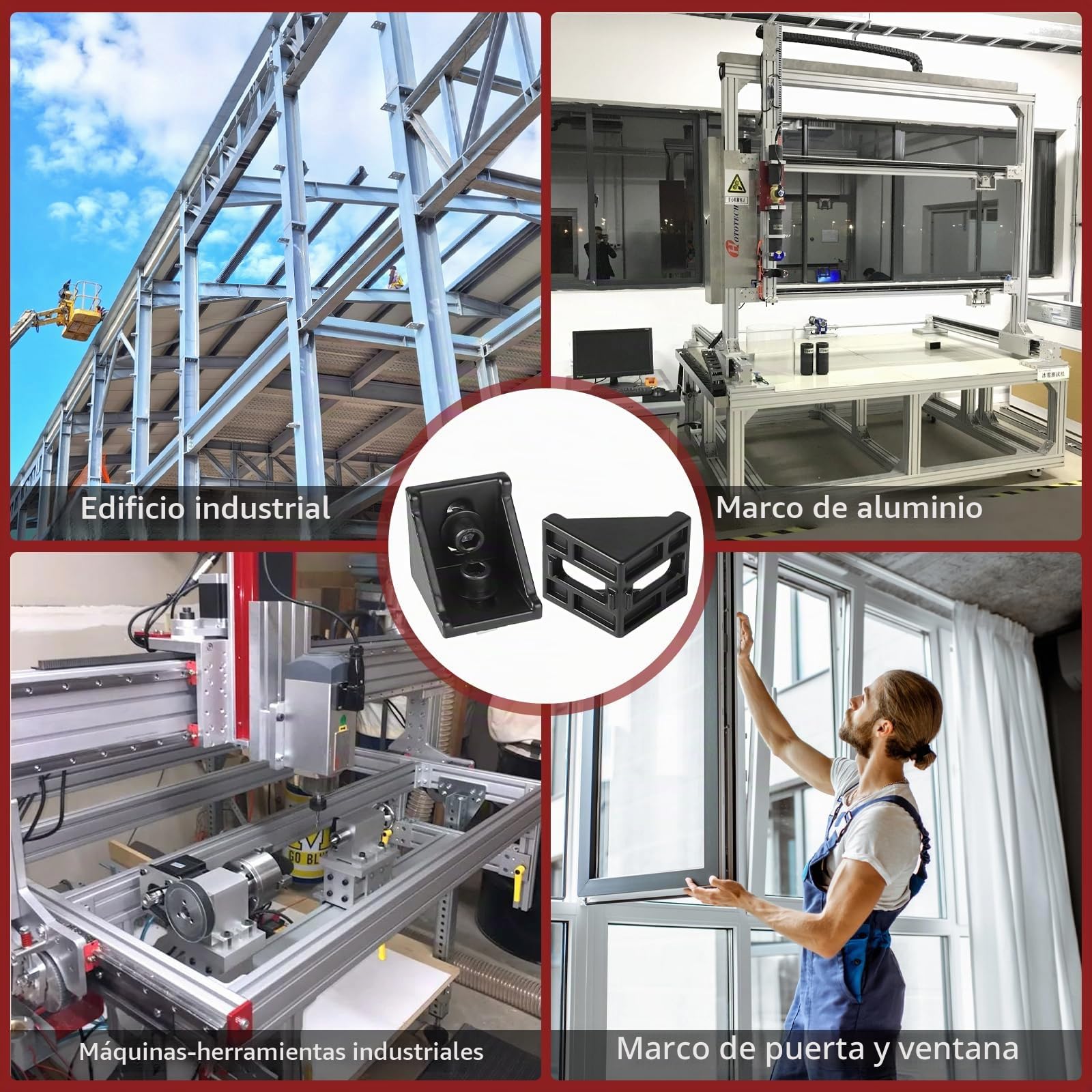 20pcs Conectores angulares de aluminio, ángulo de 40 x 40, Soporte de pared de ángulo de 90 grados, Perfil de aluminio 4040, Ranura 8 para perfil de puntales, Impresora 3D