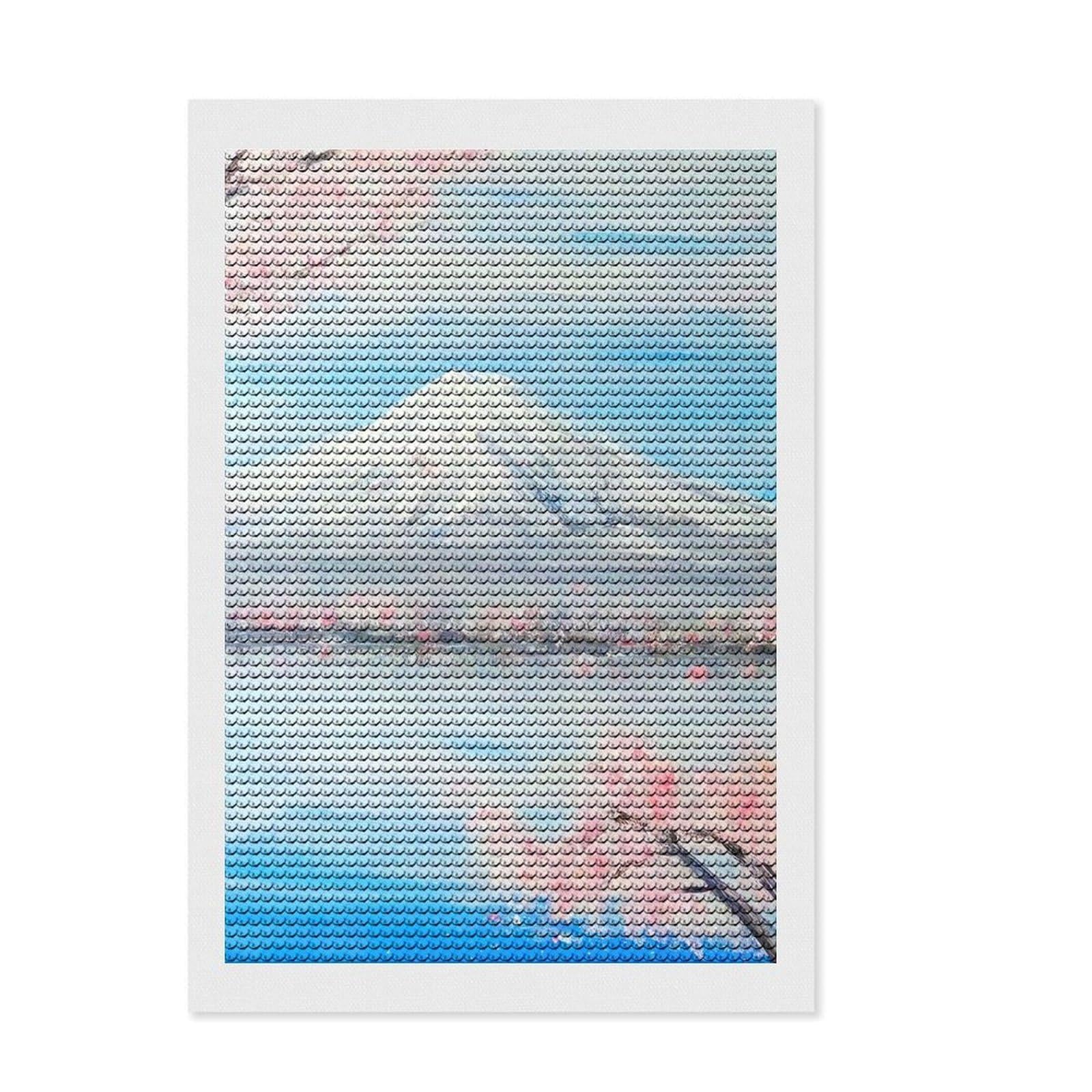 Junmoney Fuji Blossom Diamond Art Kit 8"x12", for Teens, Home Wall Decor, Easy to Enjoy, Holiday Gift Idea, Calming Craft to Unwind