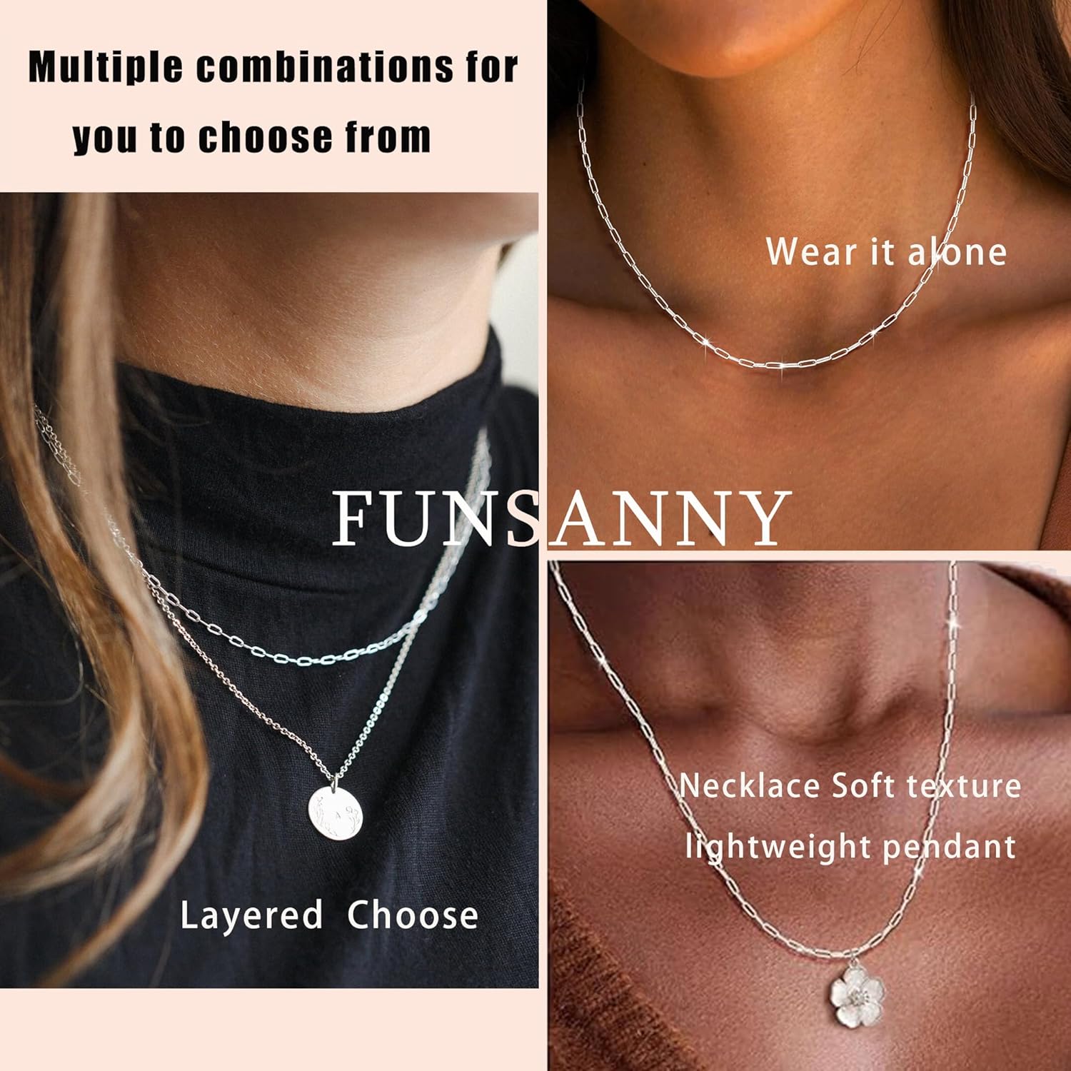 Christmas Gifts S925 Sterling Silver Paperclip Necklace for Women -1.6mm Simple Silver Choker Necklaces Sterling Silver Chain for Women Minimalist Waterproof Link Necklace Trendy Jewelry Gifts - Image 3