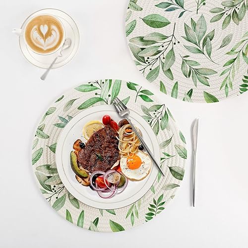 Miniatura 4 de Salvamanteles para microondas, hojas de acuarela, patrón de ramas, salvamanteles grandes para platos calientes, 15 pulgadas, tejido de hilo de
