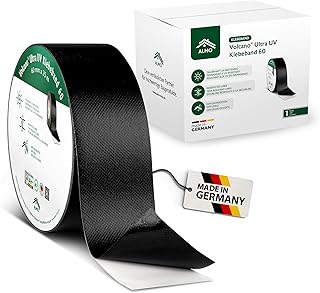 ALMO 1x Dauerhaft UV-beständiges & diffusionsoffenes Klebeband für Fassadenbahn & Unterspannbahn (60mm x 25m) schwarzes Fassadenklebeband mit Reißfestem Folienliner für winddichte Abdichtungen