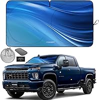 Vista 41 de Autoamerics Parasol de Parabrisas de Una Pieza - Parasol Cromado Líquido Plegable para Ventana Delantera de Auto para Carros SUV Camión - Protector