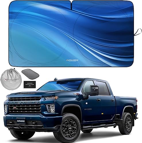 Miniatura 41 de Autoamerics Parasol de Parabrisas de Una Pieza - Parasol Cromado Líquido Plegable para Ventana Delantera de Auto para Carros SUV Camión - Protector