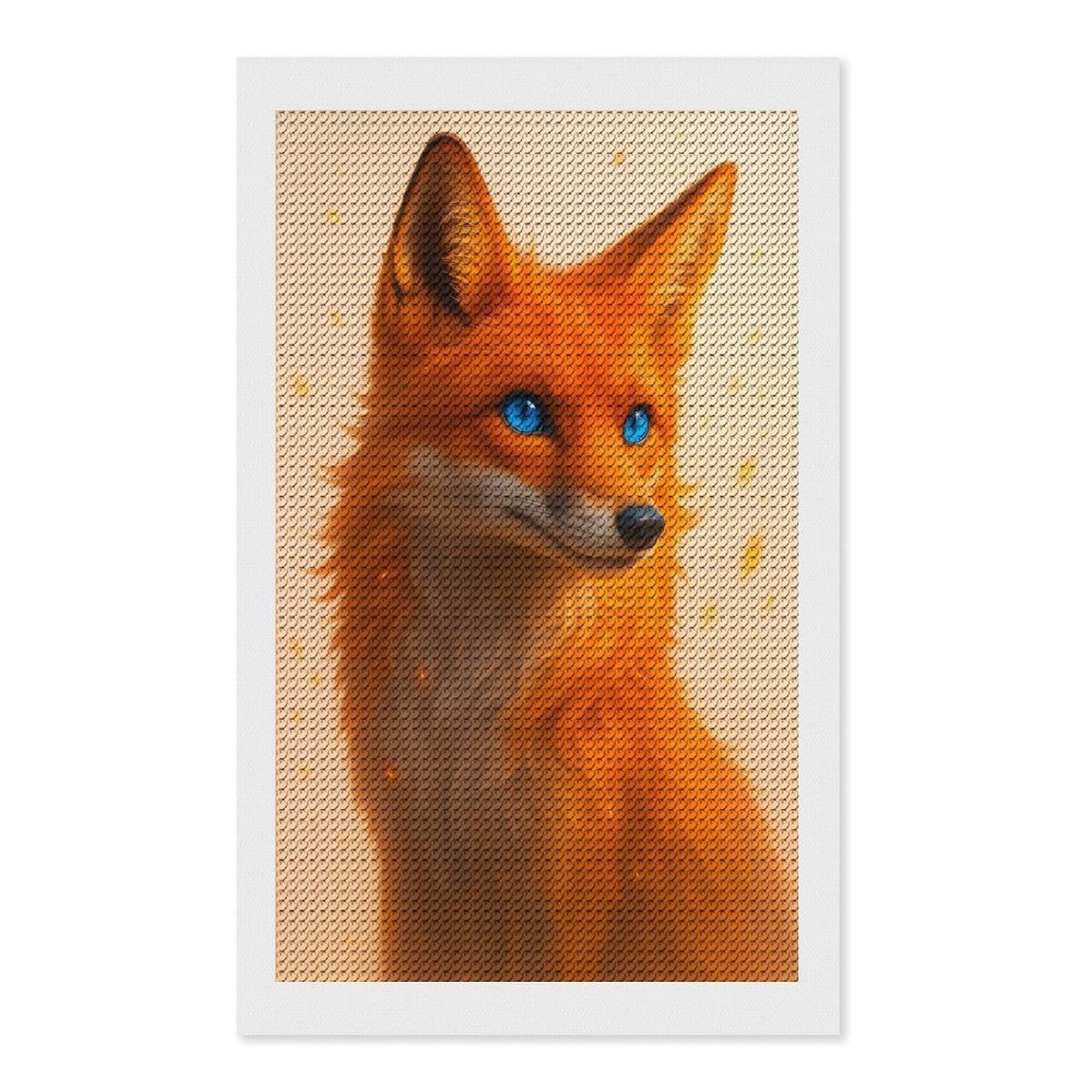 Junmoney Fox Print DIY Diamond Art Canvas Kit 12"x20", for Teens, Aesthetic Room Decor, Farmhouse Decor, Canvas Picture, Birthday Gift