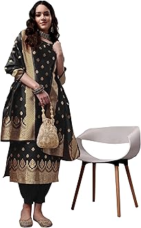 EthnicJunctionWomen's Embellished Woven Zari Work Banarasi Silk Straight Salwar Kurta Dupatta (Banarasi Dupatta)