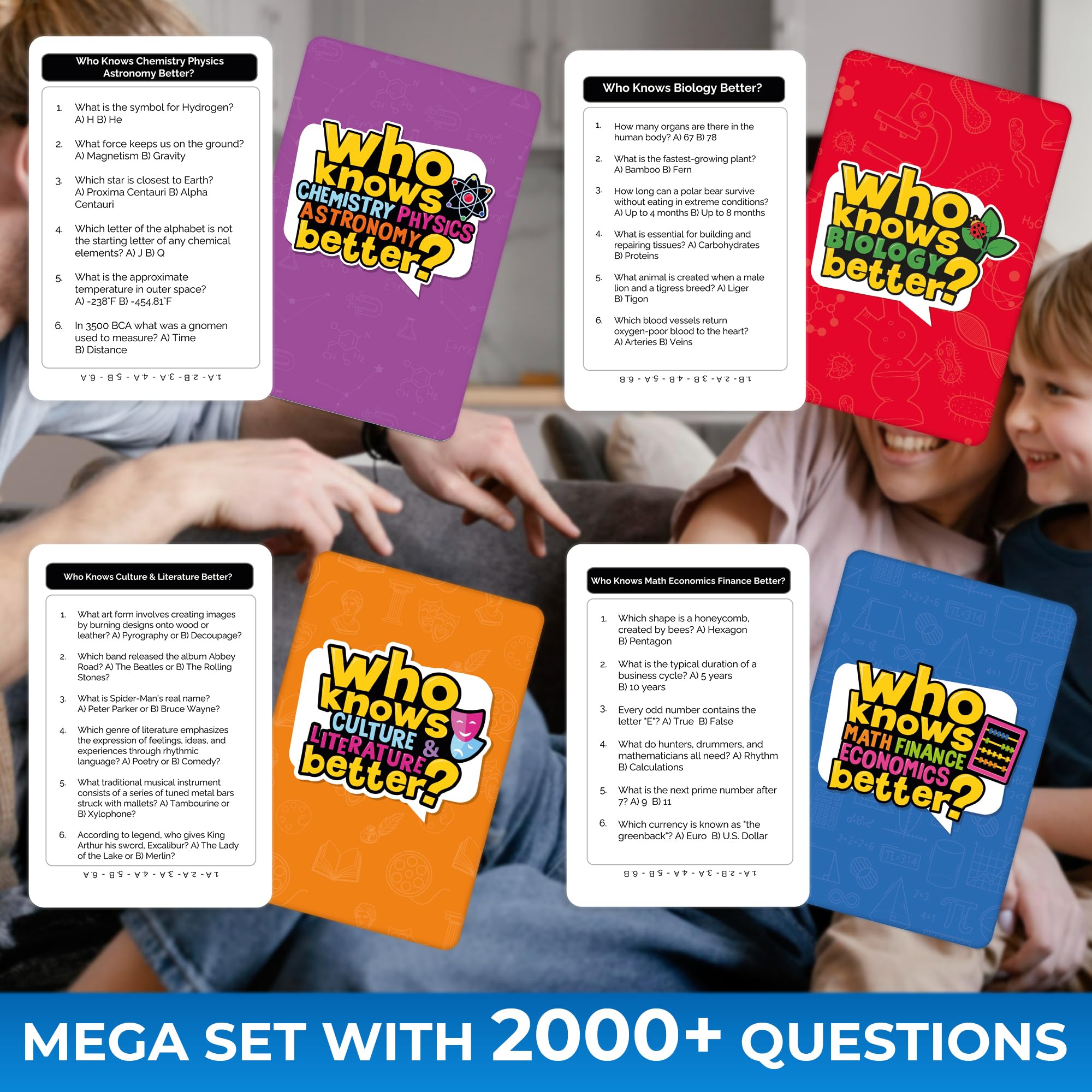 QUOKKA Trivia Card Games For Kids 8-12, Set 4 in 1 Board Games for Adults & Teens 12+ Who Know It Better? - Image 3