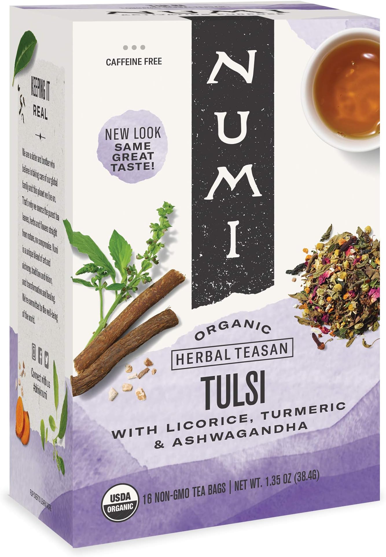 Numi Organic Tea Tulsi, 16 Count (Pack of 6)