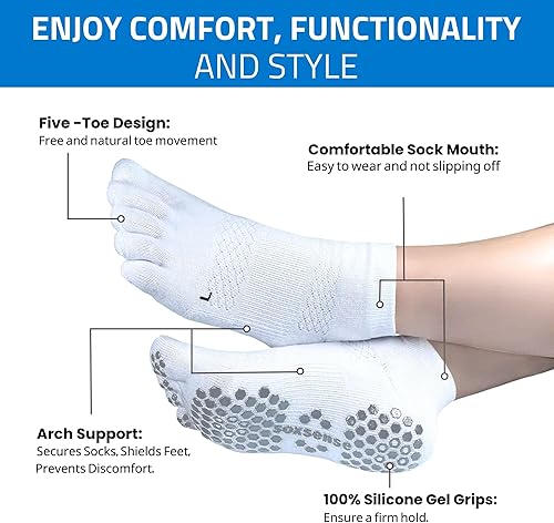 Miniatura 2 de Soxsense - Paquete múltiple de calcetines deportivos con cojín, antideslizantes, para pilates, gimnasio en casa, fútbol, baloncesto