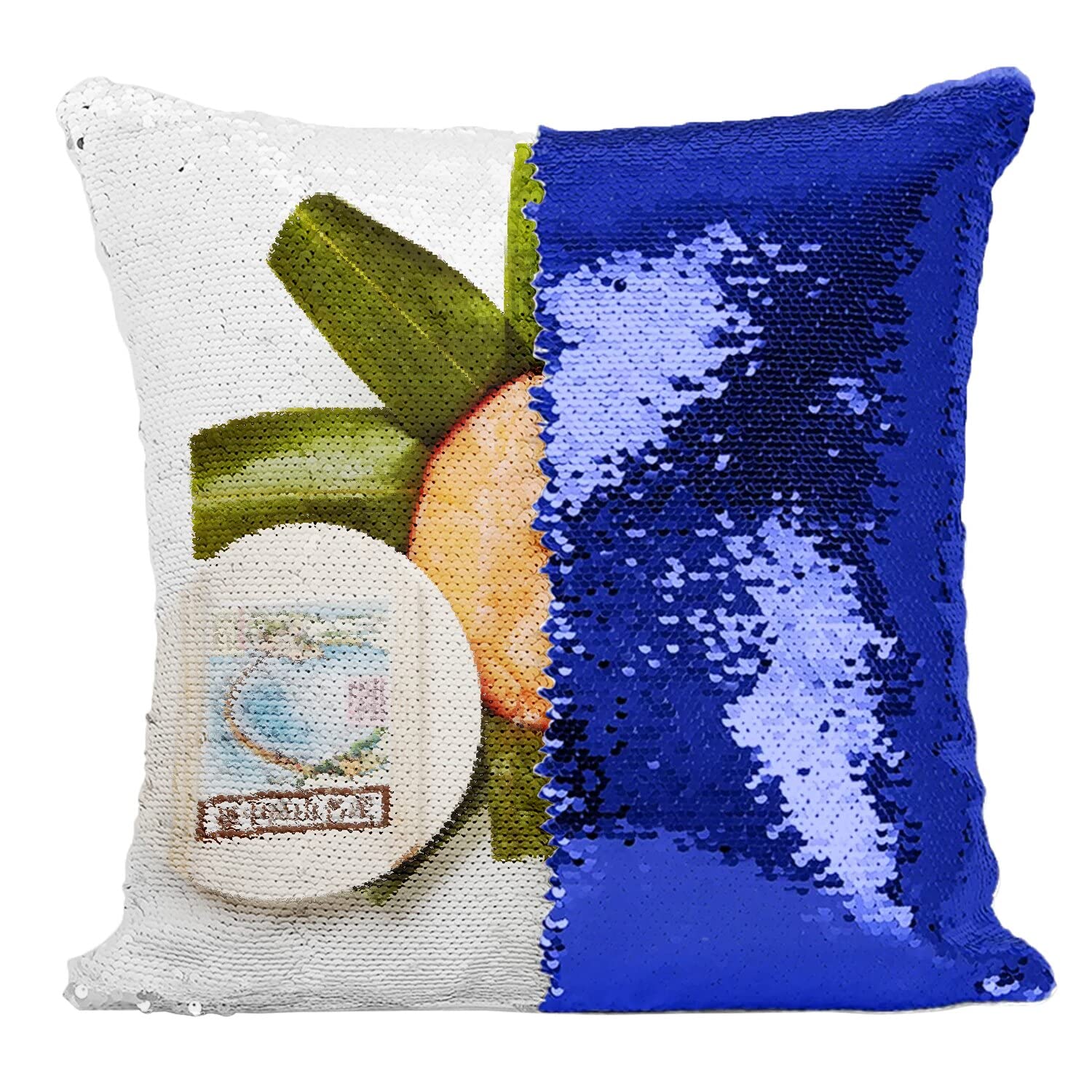 Coussin Sequin Masu No Sushi paillettes bleu decoration cuisine japonaise salon